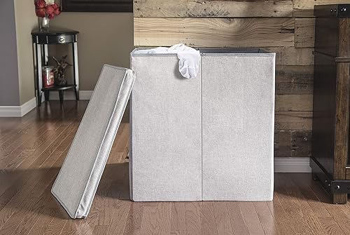 Miniatura 4 de Greenway GFL6000GR - Cesto plegable para ropa sucia con doble clasificador, lino gris