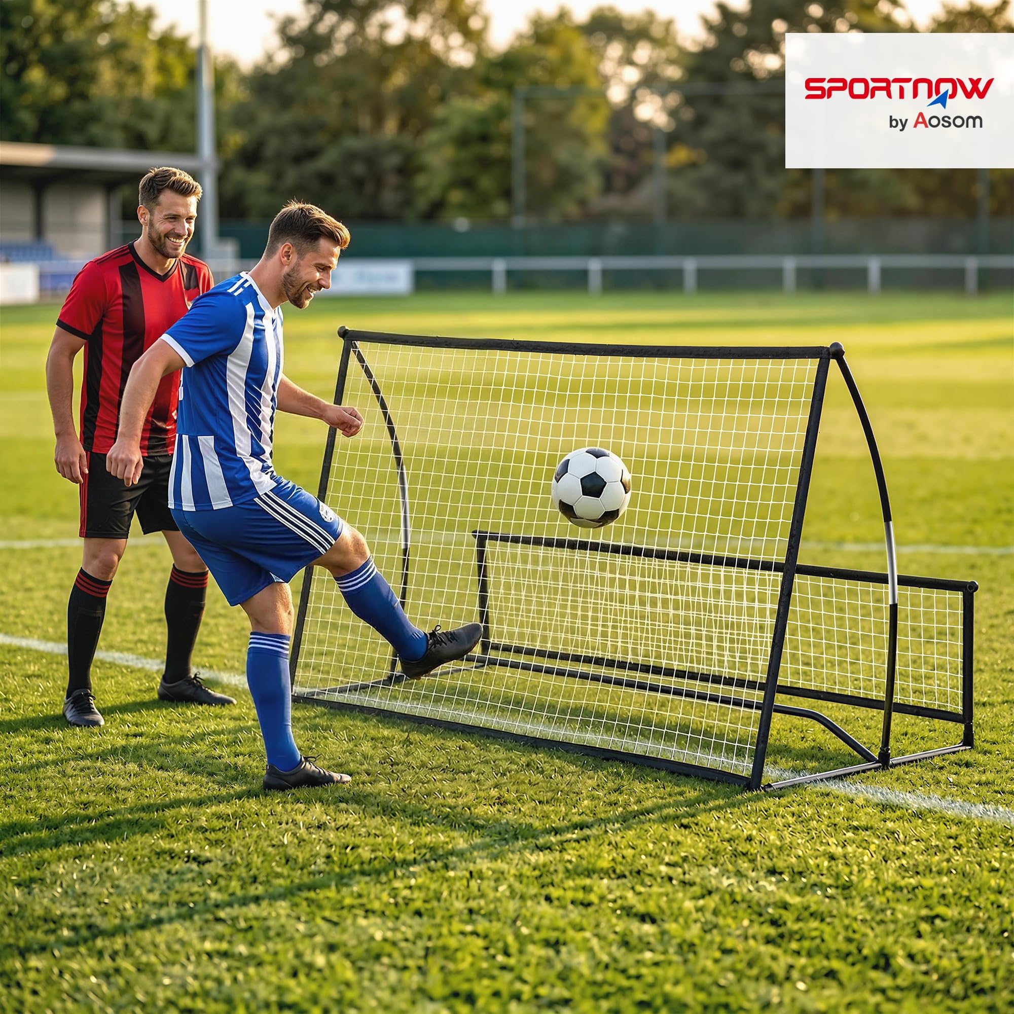 SPORTNOW Filet de Rebond Football Portable 2-en-1 Double Face avec Sac de Transport Pliable Entraînement Noir