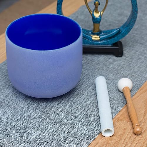 Miniatura 86 de Leize Juego de 7 cuencos de cristal de cuarzo impecables de 6 a 12 pulgadas con fundas de transporte resistentes y mazo de gamuza Blanco