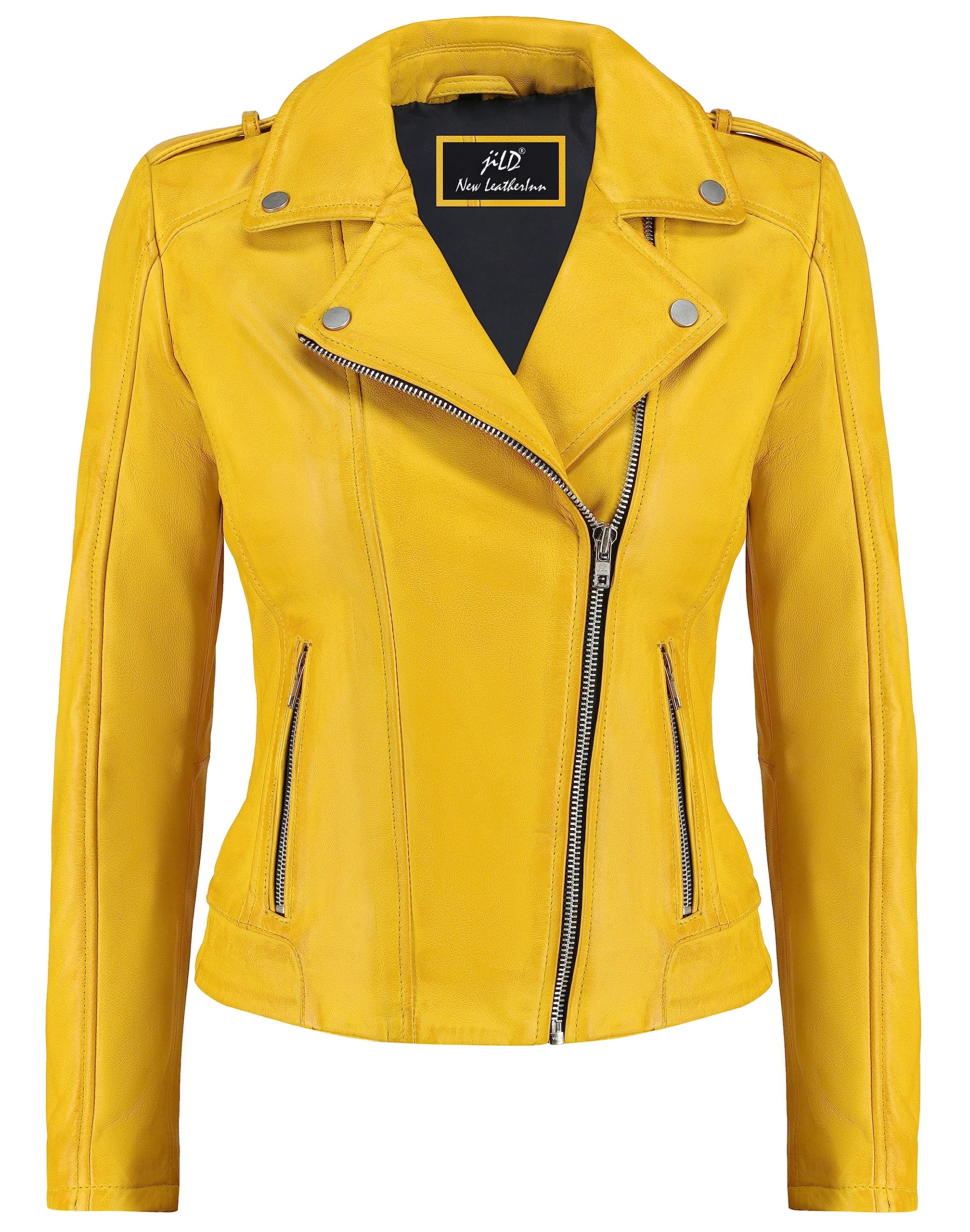 Jild Biker Style Vintage Leather Jacket Women