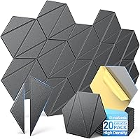 Vista 12 de Paquete de 12 paneles acústicos hexagonales con autoadhesivos, paneles de espuma a prueba de sonido de 12 x 10 x 0.4 pulgadas para paredes, paneles