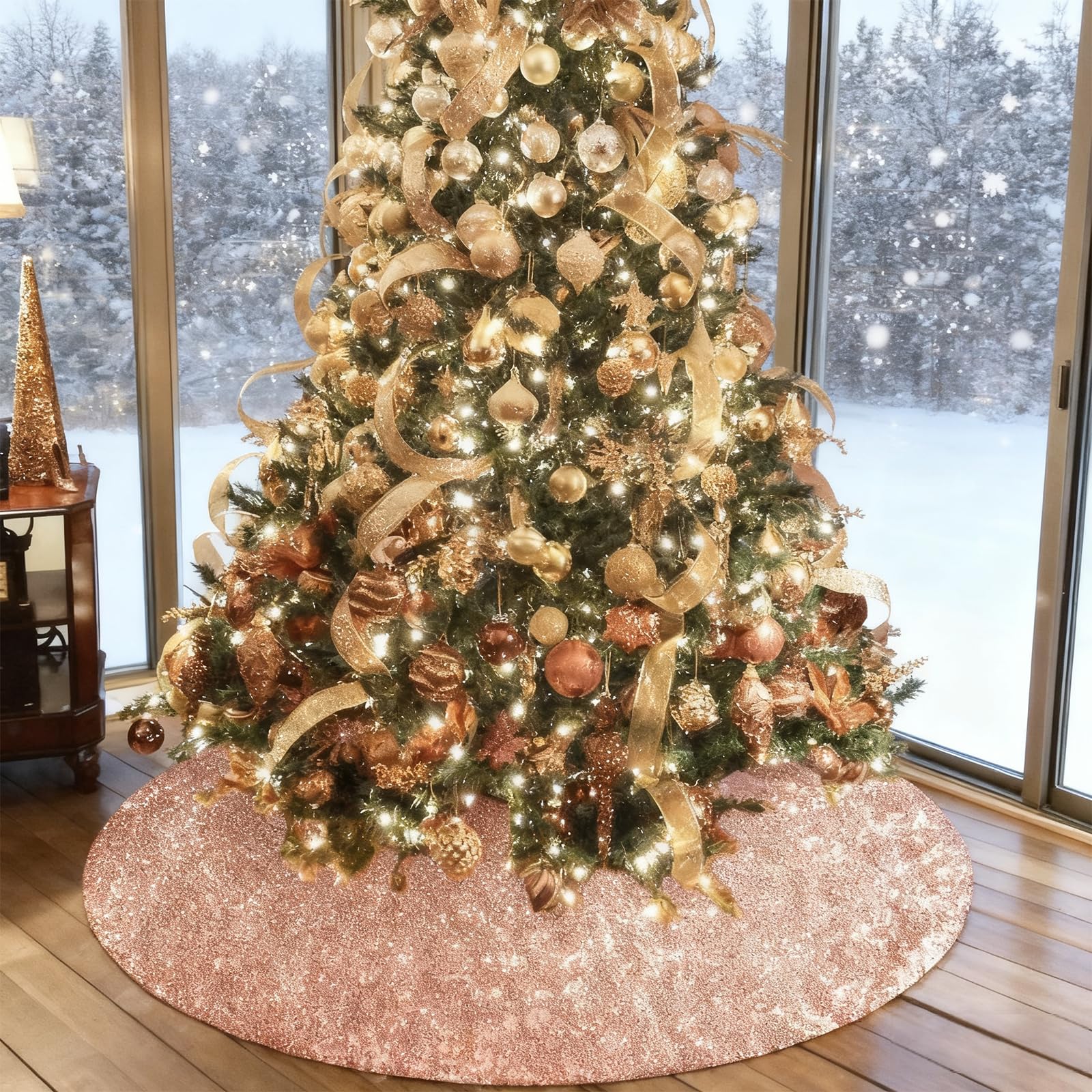 Amazon.com: yuboo Rose Gold Sequin Christmas Tree Skirt, 48 Inch