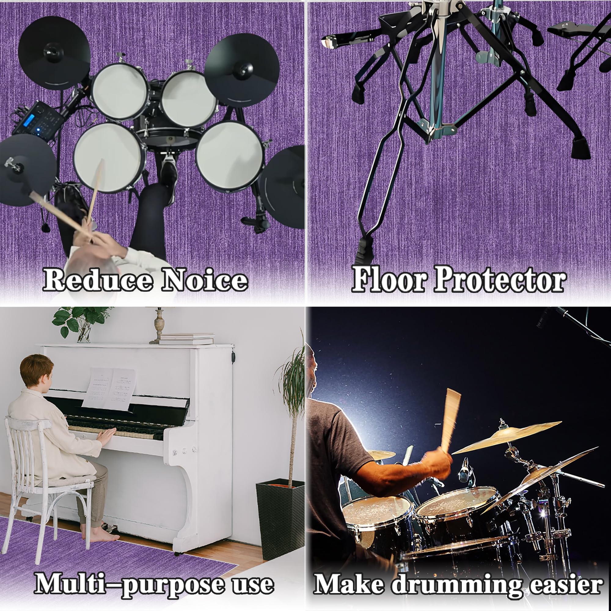 180 x 140 cm Drum Teppich Schlagzeug Teppich Schallschutz Teppich Schallschutzmatte rutschfeste Trommel Teppiche Quadratische Drum Matte Schallschutzdecke für Bass Drum Snare Usw Schlagzeugteppich