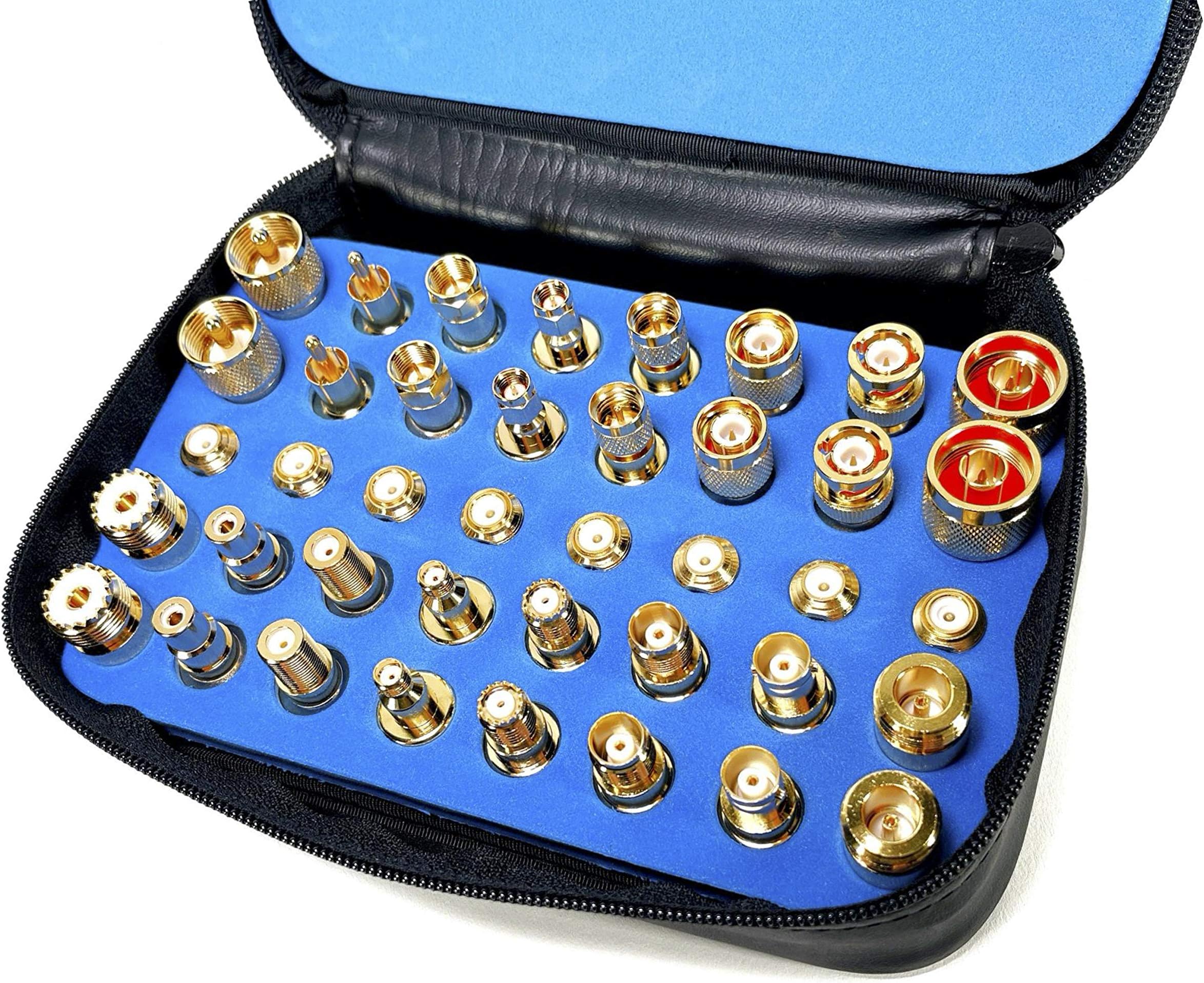 RF Coaxial Universal Testing Adapter Connector Kit Gold Plating N F RCA TNC SMA BNC UHF Mini-UHF 40pcs