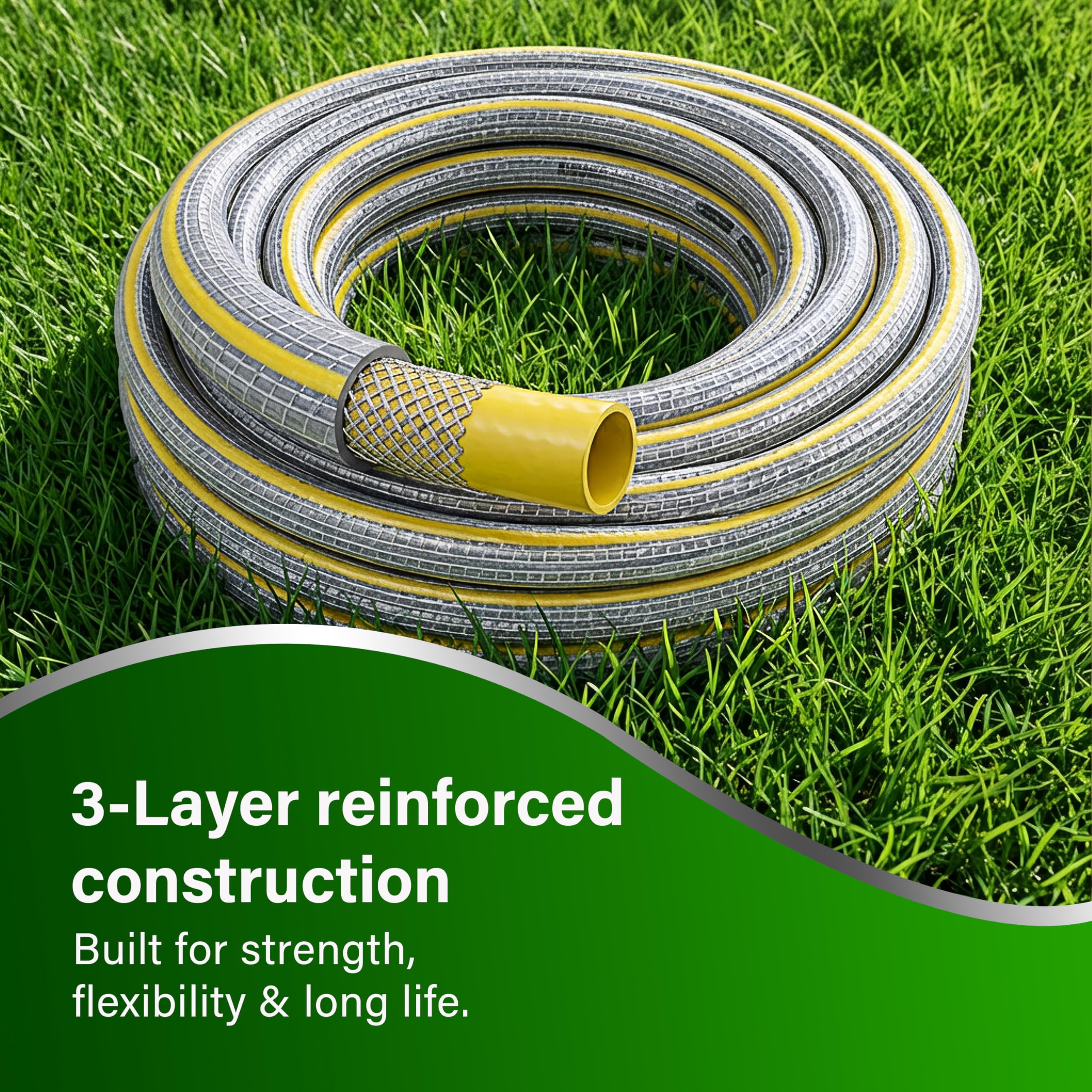 Garden Hose Pipe, 12.5mm x 15m Starter Set, Including 2 in 1 Faucet Tap Adapter, Hose End Quick Connector and Sprayer, Re-Enforced PVC Layering, Hard-Wearing Hosepipe for Outdoor Garden Car Washing - 5