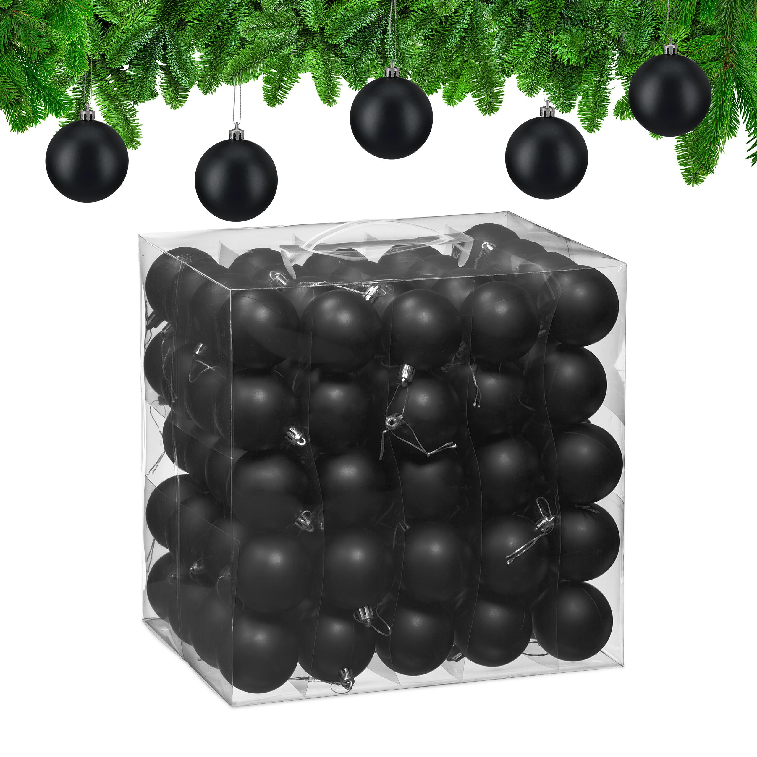 Boule de Noël noire Relaxdays en finition mate pour un sapin élégant
