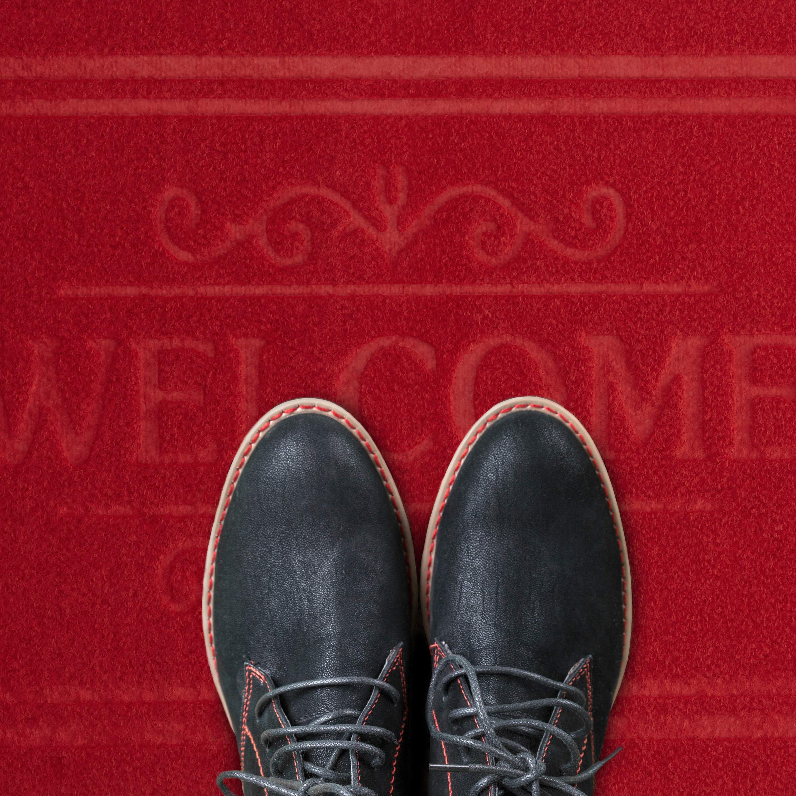 Zerbino Relaxdays Welcome – 40x60 Cm, Rosso, Con Scritta WELCOME, Antiscivolo, In PVC E Feltro, Per Ingresso - 5