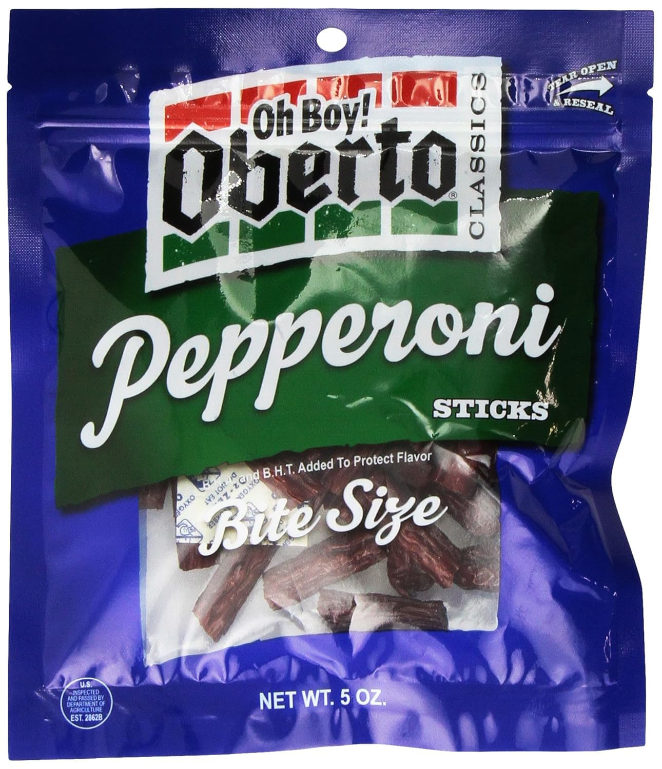 Oberto Classics Cocktail Pep Bite Size Smoked Sausage Sticks, 5 Ounce Bag (Pack of 4)
