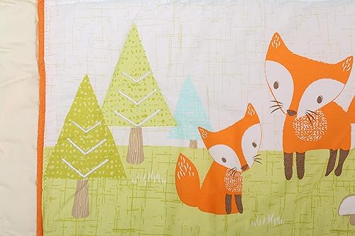 Miniatura 4 de Juego de ropa de cama de 3 piezas de algodón naranja Fox Nursery Crib Set Unisex Animal Theme Baby Bedding Set