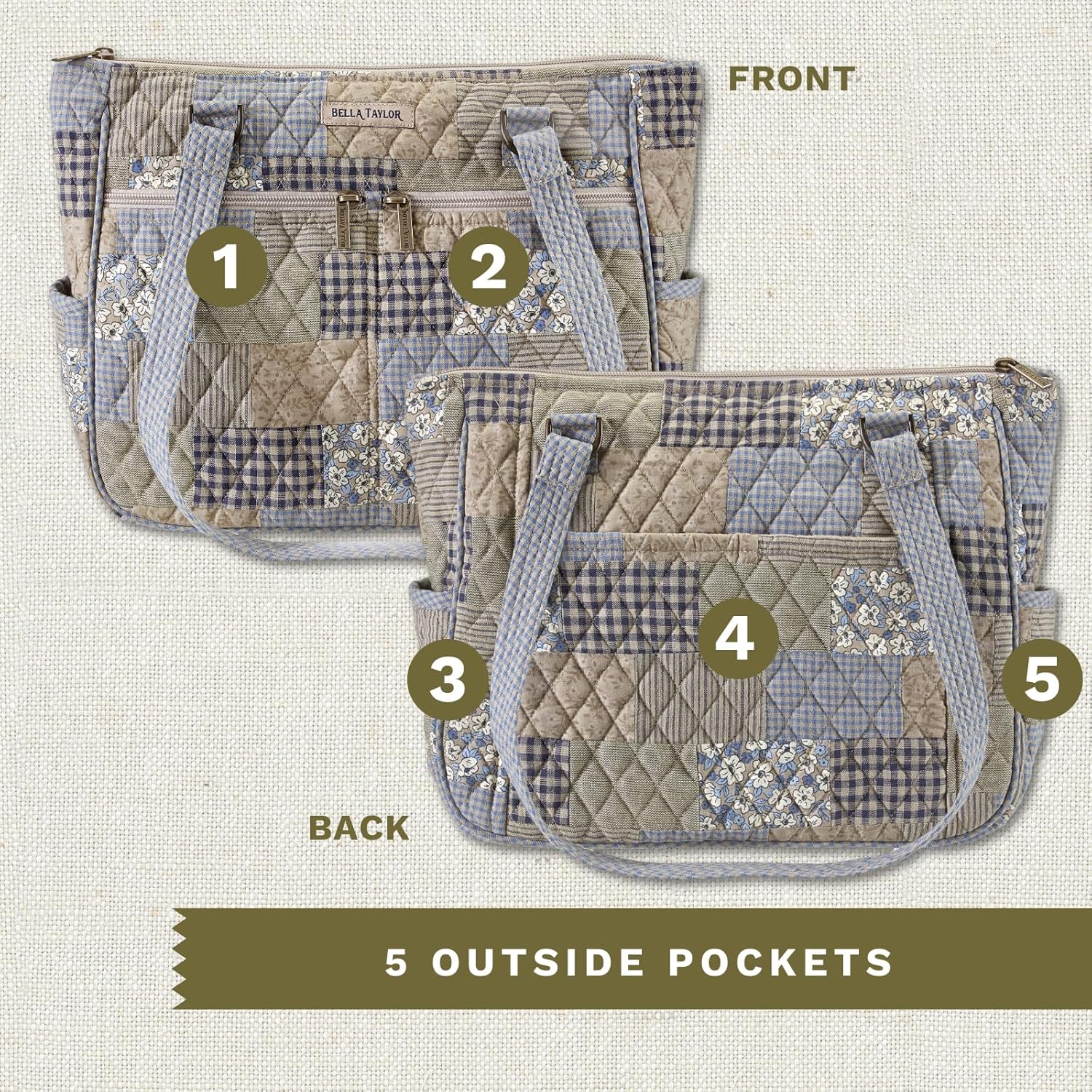 Bella Taylor Everyday Tote | Lightweight Quilted Fabric Handbags for Women - Image 5