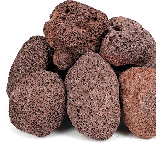 Miniatura 8 de Onlyfire Red Lava Rock - Piedras volcánicas de lava de 10 libras para chimeneas de interior y exterior parrillas de gas y paisajismo 03-06 pulgadas