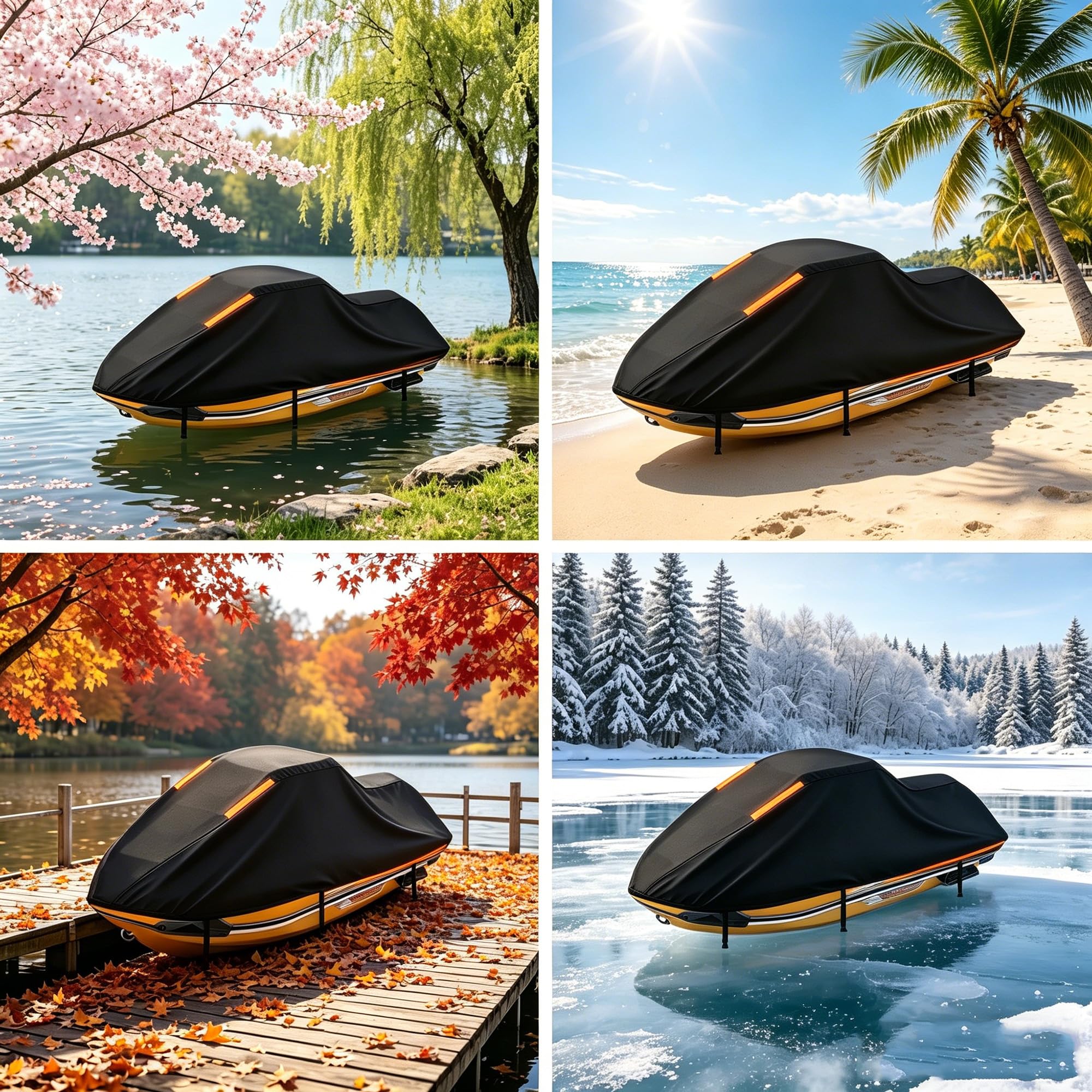 Jet Ski Abdeckungen für Yaaha GP 1300R 丨Bootsabdeckung Persenning 300D Oxford Bootsplane für Motorboote Jetski Abdeckplane Wasserdicht Bootsplane Winterfest