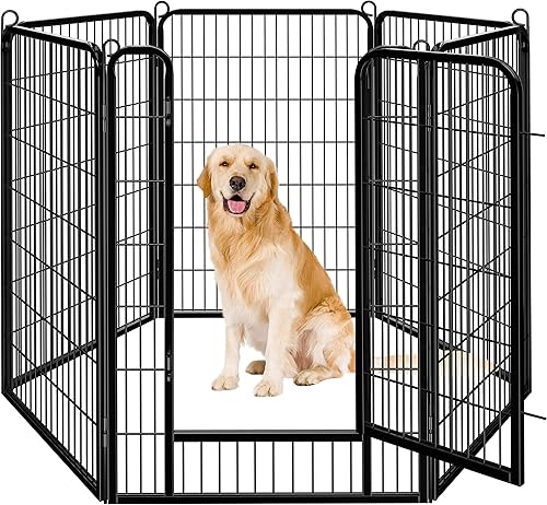 Yaheetech Corralito para perros al aire libre, 6 paneles de valla para perros de 47 pulgadas, corral de interior para mascotas grandes, medianas,