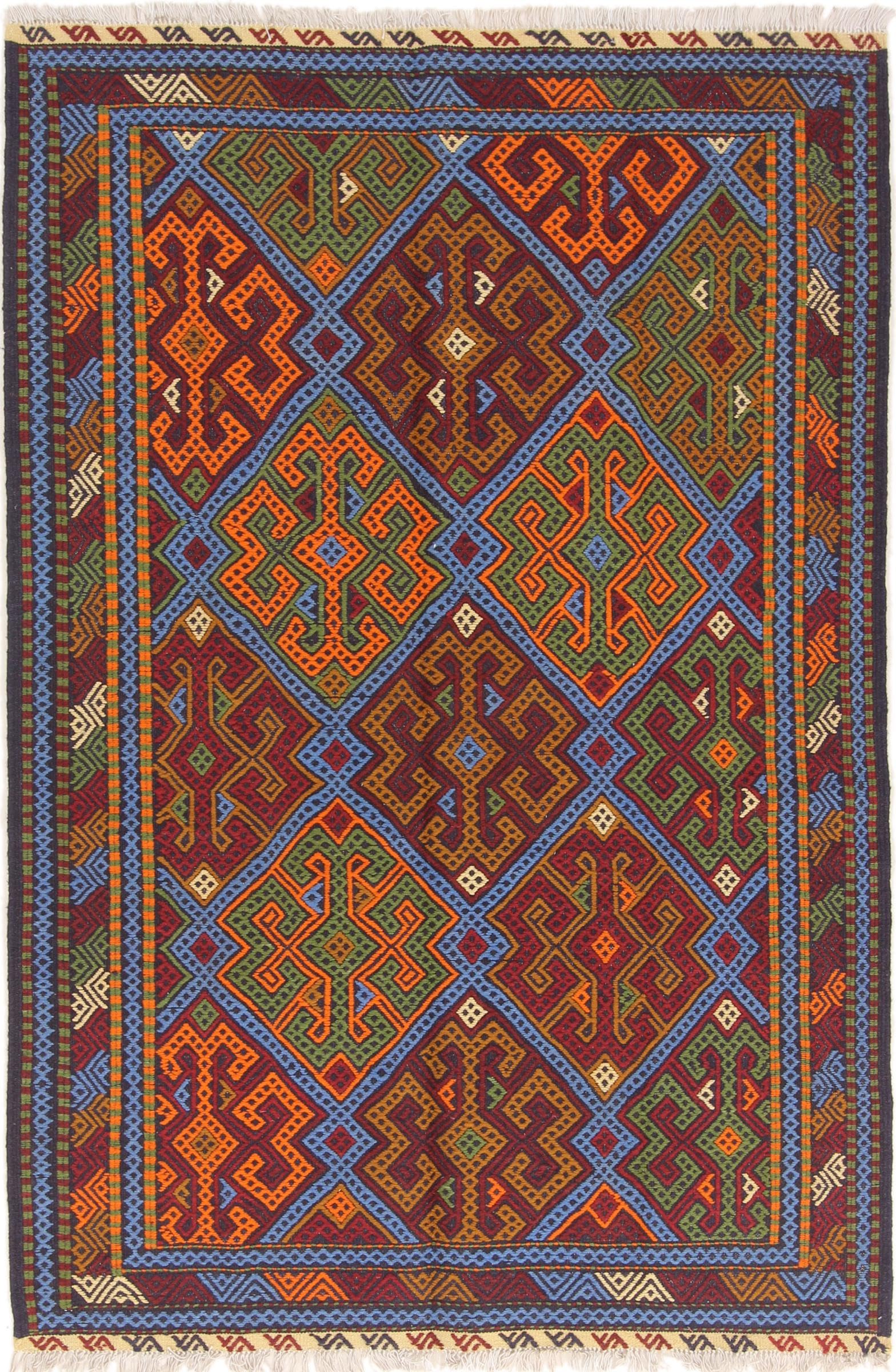Tapis Kilim Afghan 119x180 cm en laine véritable tissé à la main