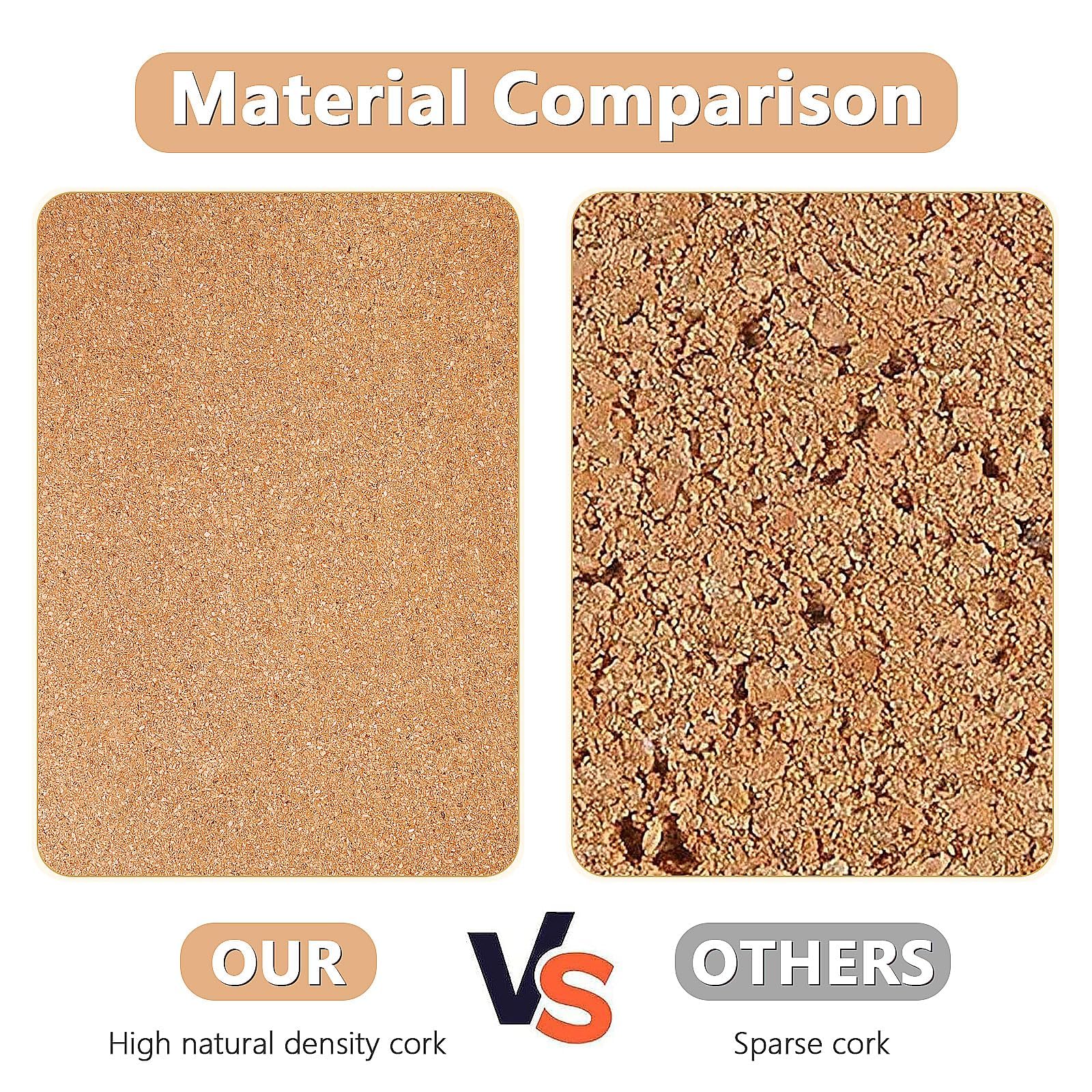 ASMIZ 6 Stück Kork-Pinnwände 43x20cm - Selbstklebende Korkfliesen Mit 50 Reißzwecken Für Büro & Zuhause