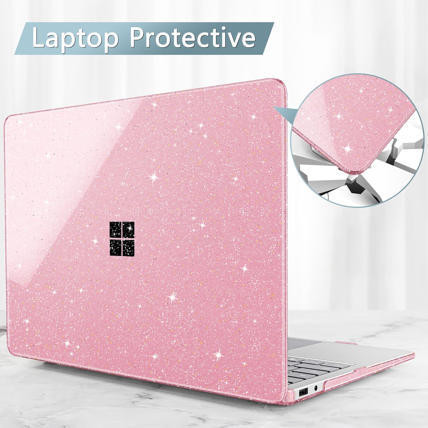Clear Case for 2025 Microsoft Surface Laptop 13 Inch - Windows 11 Copilot+ PC - Touchscreen Display Cover (Fits Model 2095,NOT Fitting Other Surface Laptop), Sparkly Pink - Image 7