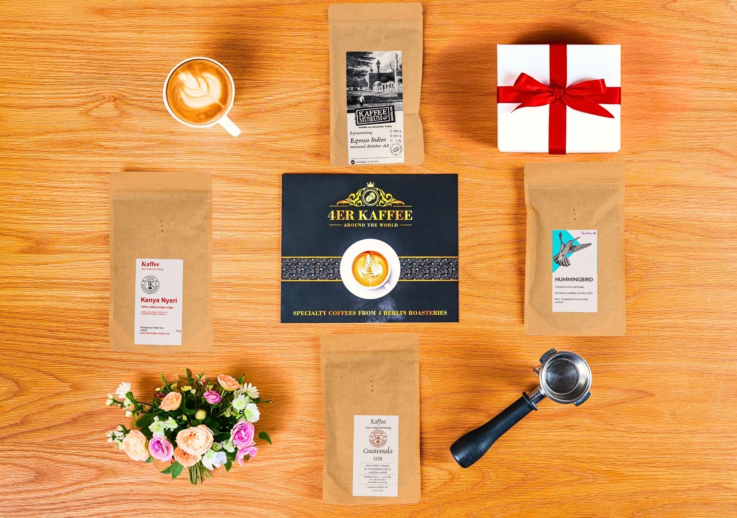 Kaffee Geschenk-Set 4 Berliner Kaffeeröstereien Around The World 4 Single Origin Kaffees 4 Kontinente Kaffeebohnen Probierset