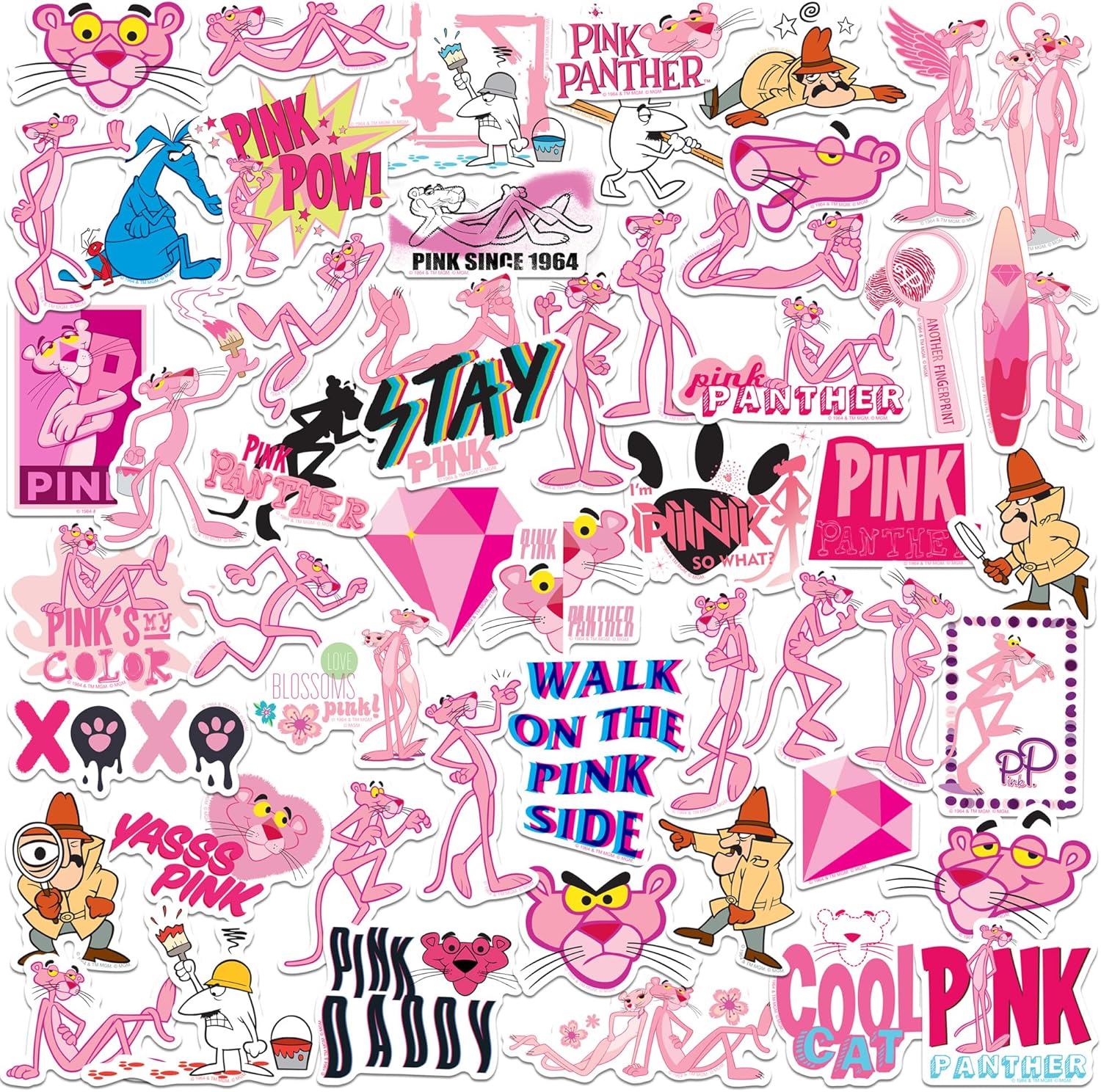 Pink Panther 150ct Vinyl Large Deluxe Sticker Variety Pack – Classic Cartoon Die-Cut Decals for Laptop, Water Bottle, Scrapbooking, Tablet, Indoor & Outdoor Use