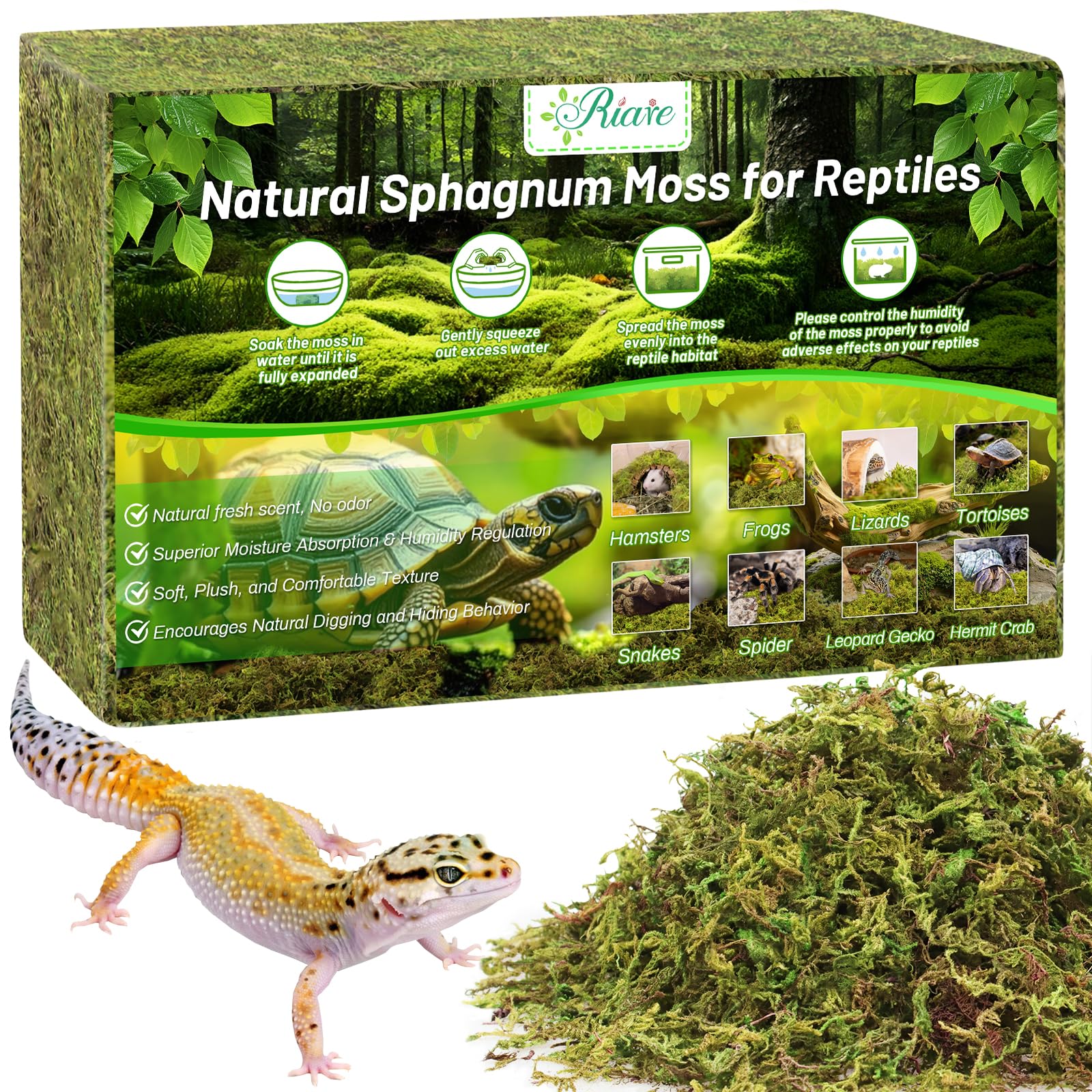Riare 1.3LBS Natural Sphagnum Moss for Reptiles – 50QT
