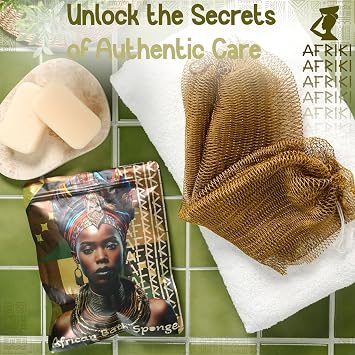 African Net Sponge, Premium Authentic Exfoliating Body Scrubber, Extra Long Stretch Bath Sponge for Shower, Deep Exfoliating Washcloth for Smooth Skin, 1 Pack (Army Green)