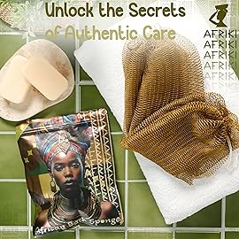 AFRIKI African Net Sponge - Exfoliating Body Scrubber, Black Owned & Rooted in Africa, All Skin Types | 45 in Long (Army Green)