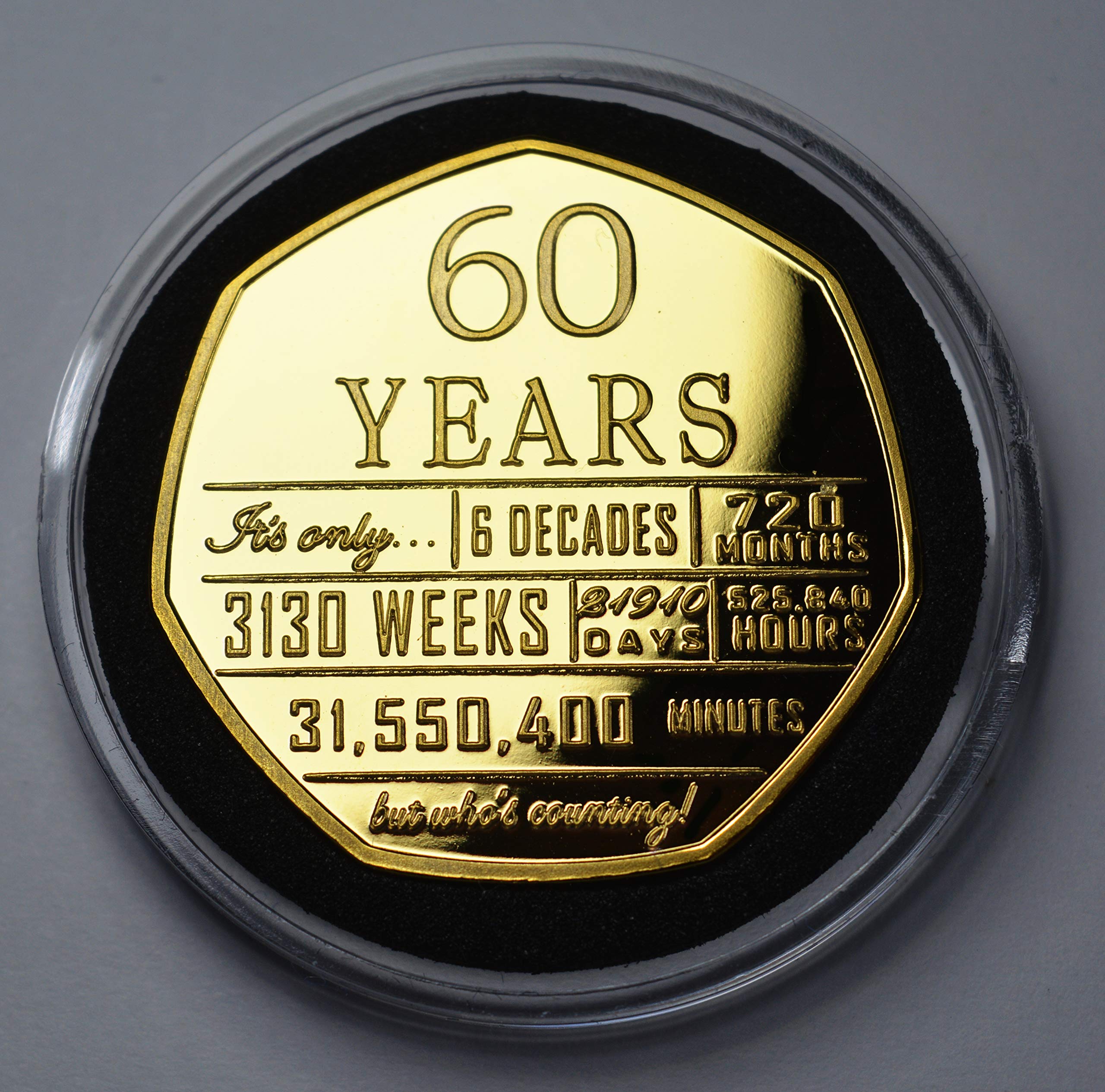 The Commemorative Coin Company 60th Birthday 24ct Gold Commemorative in Capsule. Unique Gift/Present Party/Celebration Ideas 60 Sixty Years Sixtieth