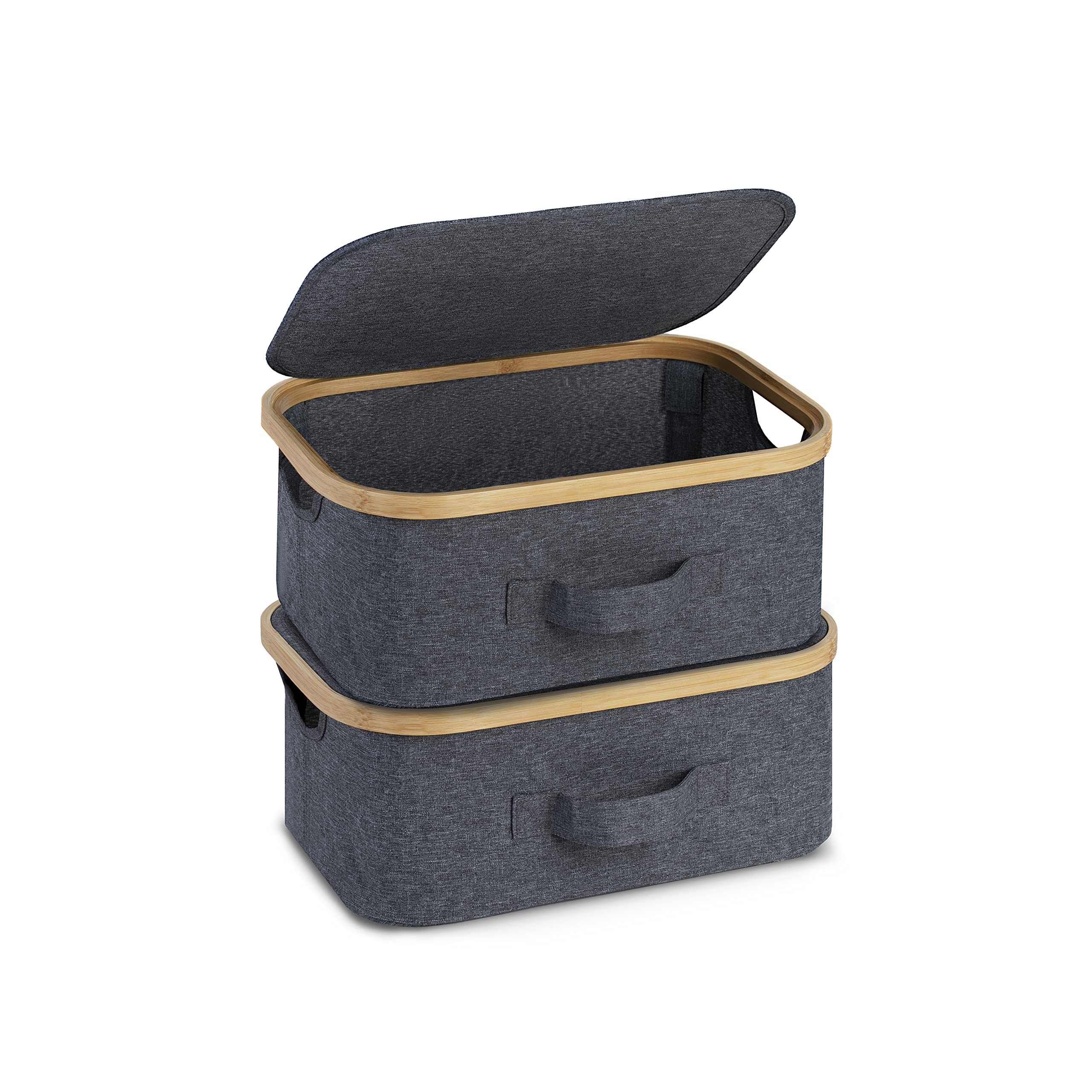 Organizador Caja con Tapa Bambú 2 Piezas (Gris)