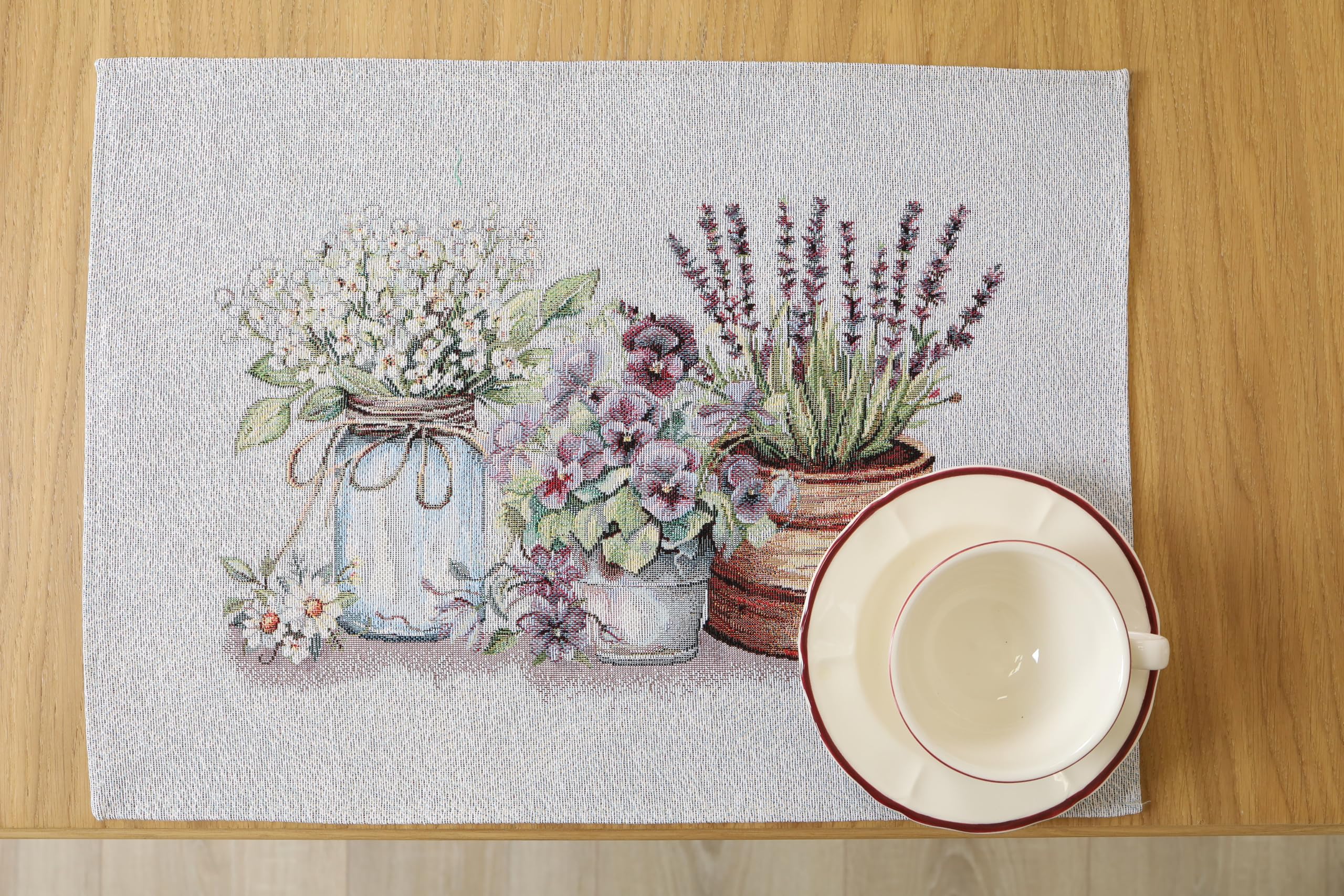 Juego de 8 manteles individuales lavables, 35 x 45 cm, manteles individuales de tela 100 % jacquard, posavasos reutilizables de alta calidad para bodas, cumpleaños, cocinas, cafés, armonía de lavanda