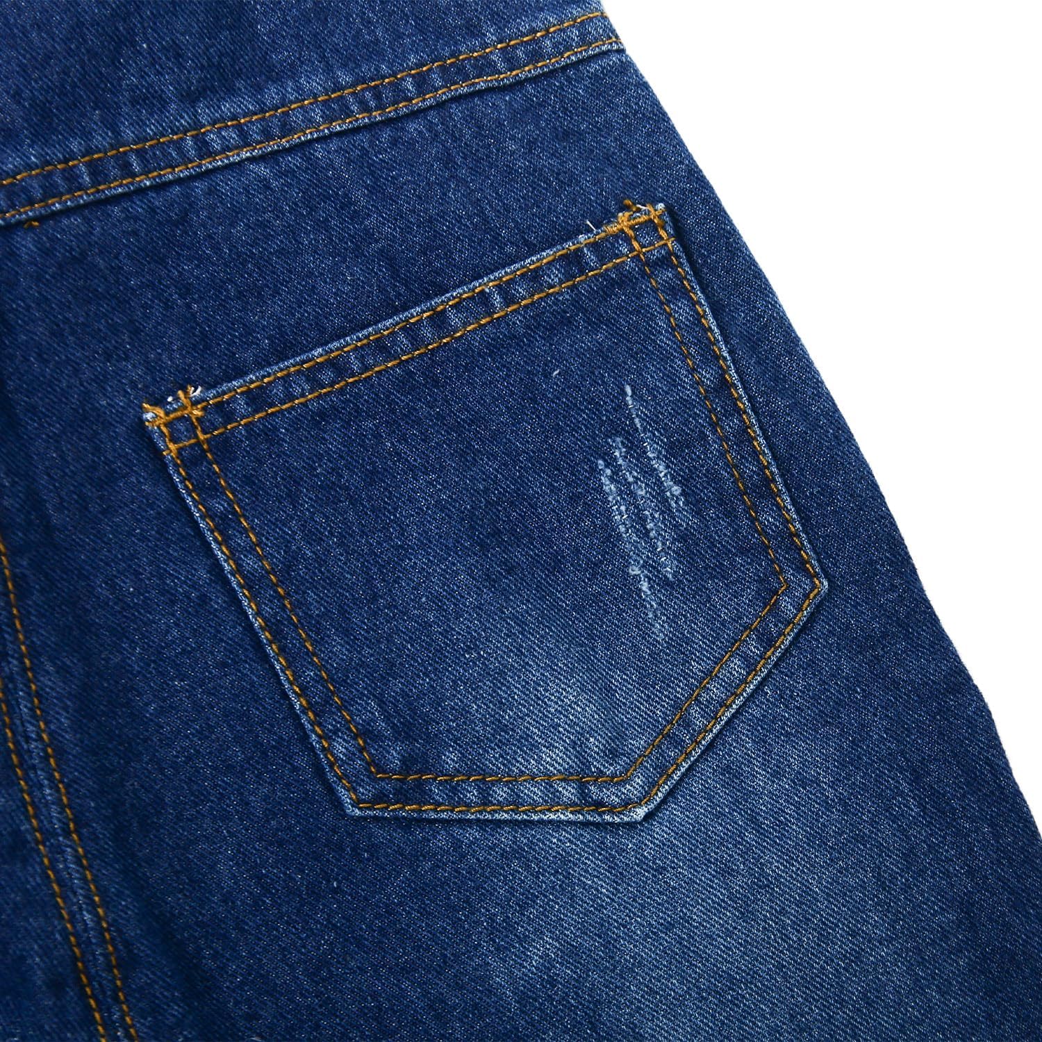 KIDSCOOL SPACE Baby Little Snap Leg/Crotch Mettal Buttons Reipped Denim Overalls - Image 3