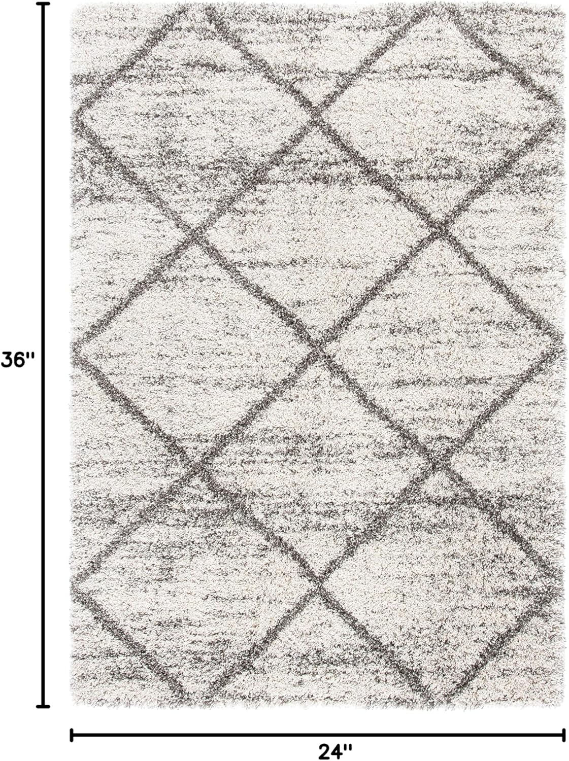 SAFAVIEH Hudson Shag Collection Accent Rug - 2' x 3', Grey & Beige, Modern Trellis Design, Non-Shedding & Easy Care, 2-inch Thick Ideal for High Traffic Areas in Foyer, Living Room, Bedroom (SGH281J)
