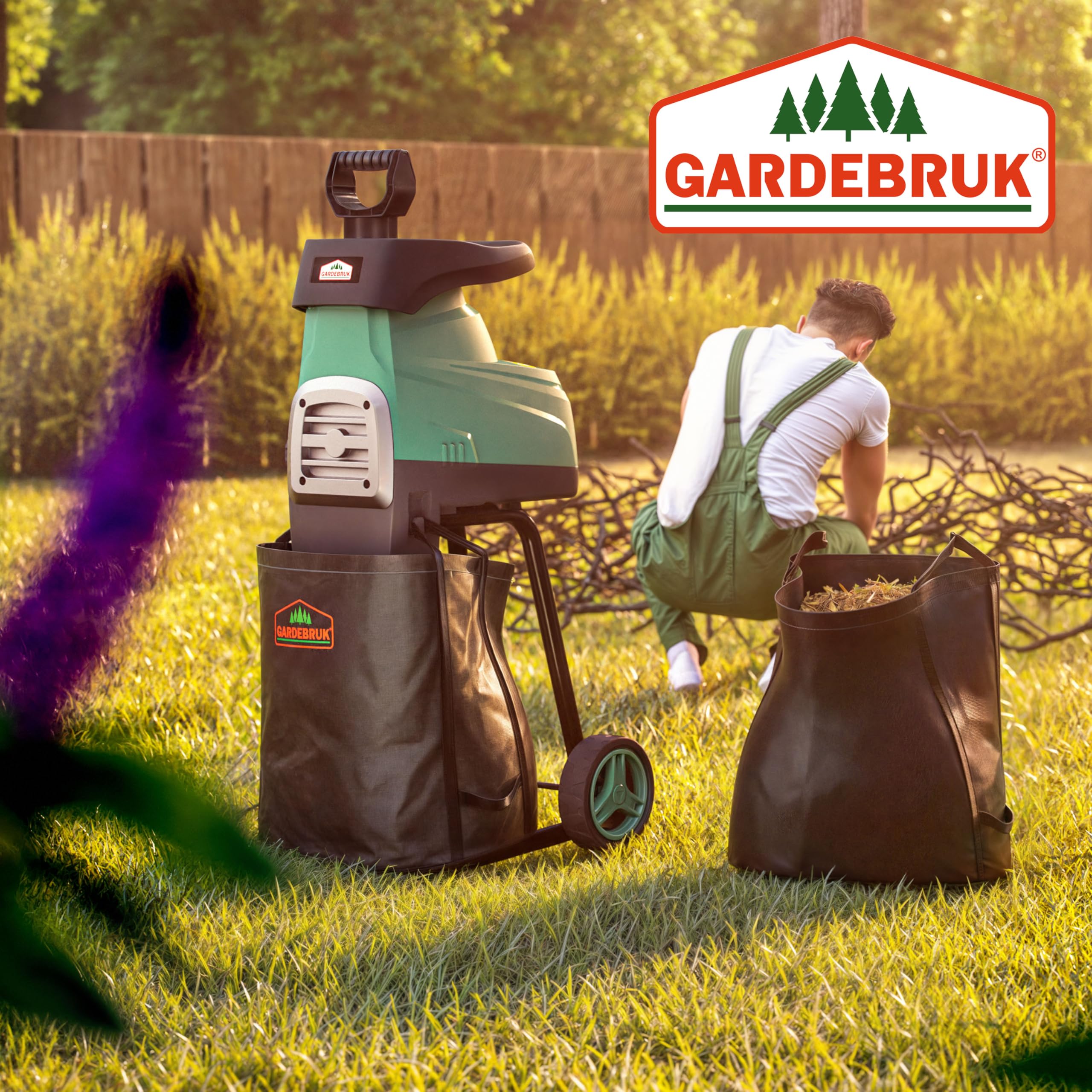 Gardebruk Leisehäcksler 3100 W 44 mm Elektrischer Gartenhäcksler Walzenhäcksler