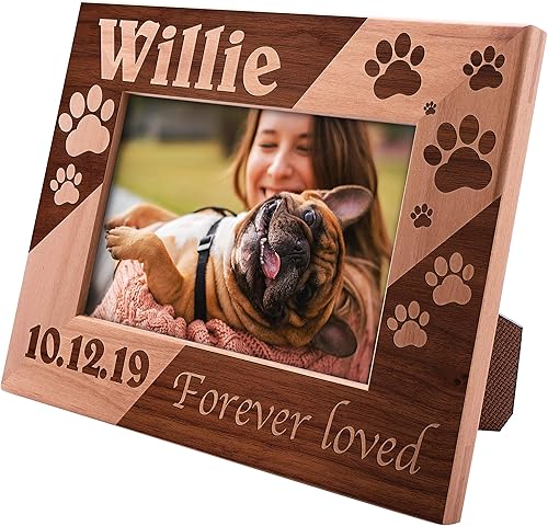 Be Burgundy Marco conmemorativo para mascotas de 4 x 6 pulgadas, para siempre amado, marcos de fotos personalizados para mascotas, regalo de pérdida