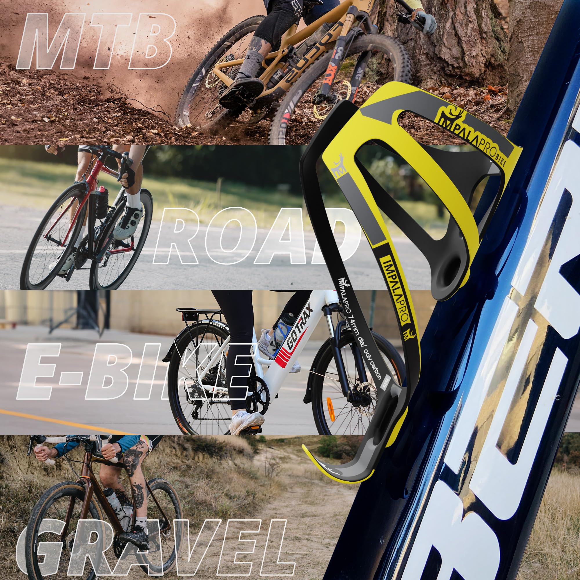 IMPALAPRO Porte-bouteille Ultraléger En Carbone 18 G – Porte-bouteille De Vélo – Porte-boissons – Porte-bidon En Carbone Pour Vélo De Route Et VTT (jaune