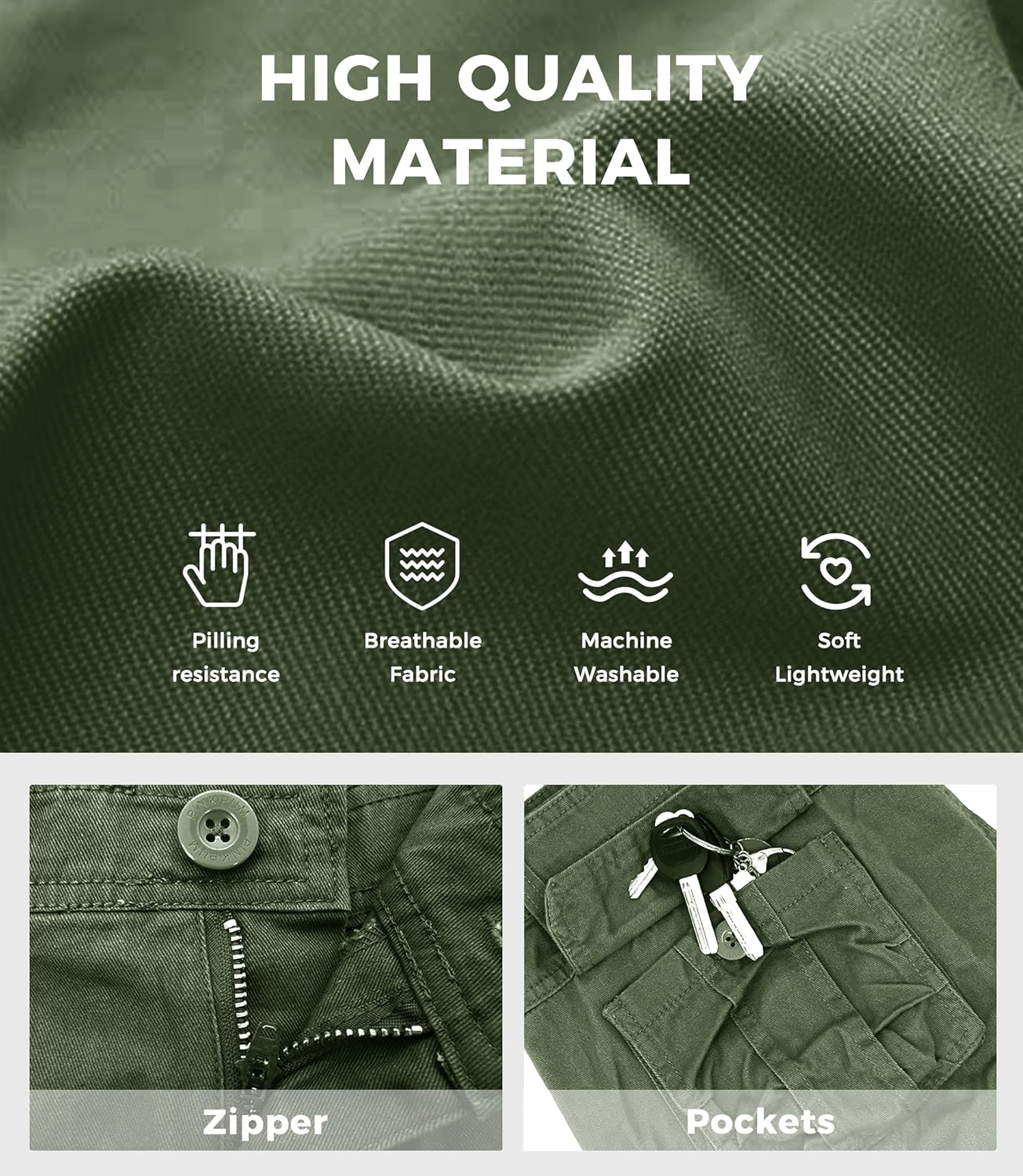 Mens Cargo Shorts Cotton Work Shorts Multi Pocket Casual Workout Shorts for Men NO Belt - Image 6