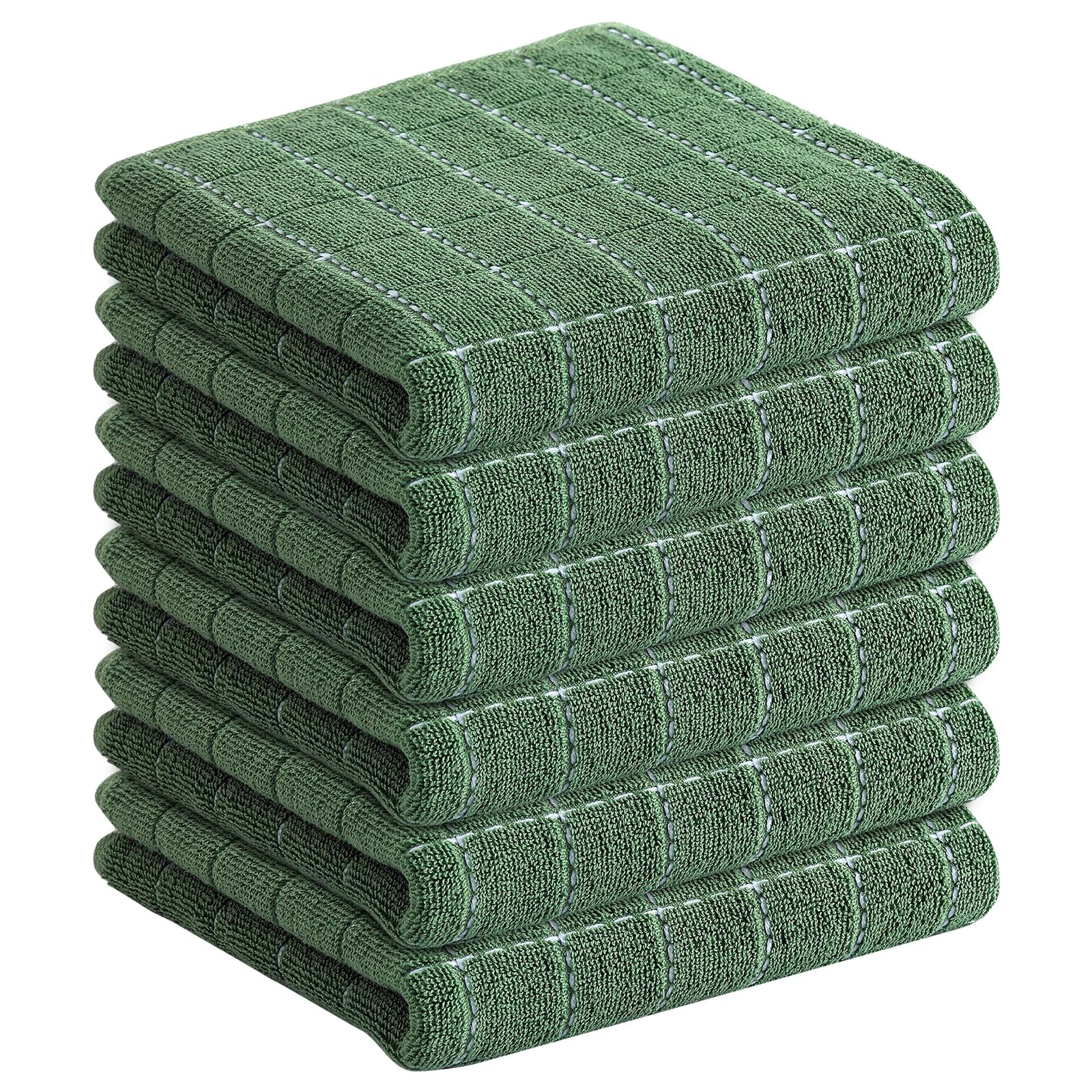 Homaxy 100% Cotton Terry Kitchen Towels, 6 Pack, Grass Green | Ultra Soft and Absorbent Dish Towels for Kitchen, Suitable for Drying and Washing Dishes