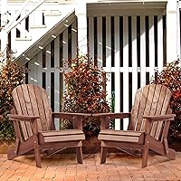 Vista 2 de Silla Adirondack plegable de madera de gran tamaño con respaldo premontado y tabla de asiento, silla de patio de madera para jardín, patio trasero