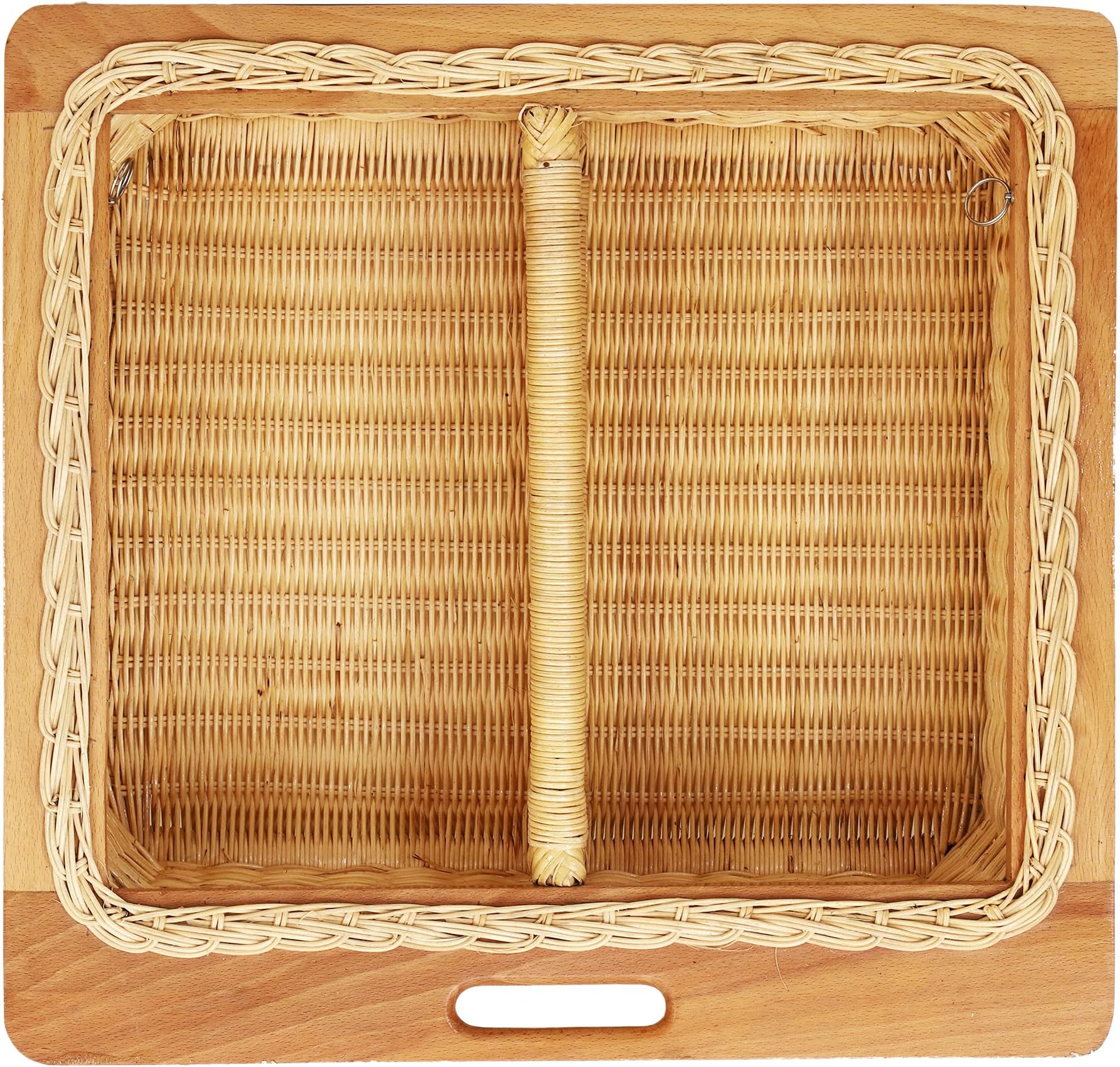 AKWAY Wicker basket for modular kitchen | wicker basket for kitchen storage | Wicker basket for onion, patato (With Partition, 22.5" W (564mm) X 20" L X 8" H)), Rectangular, Beige