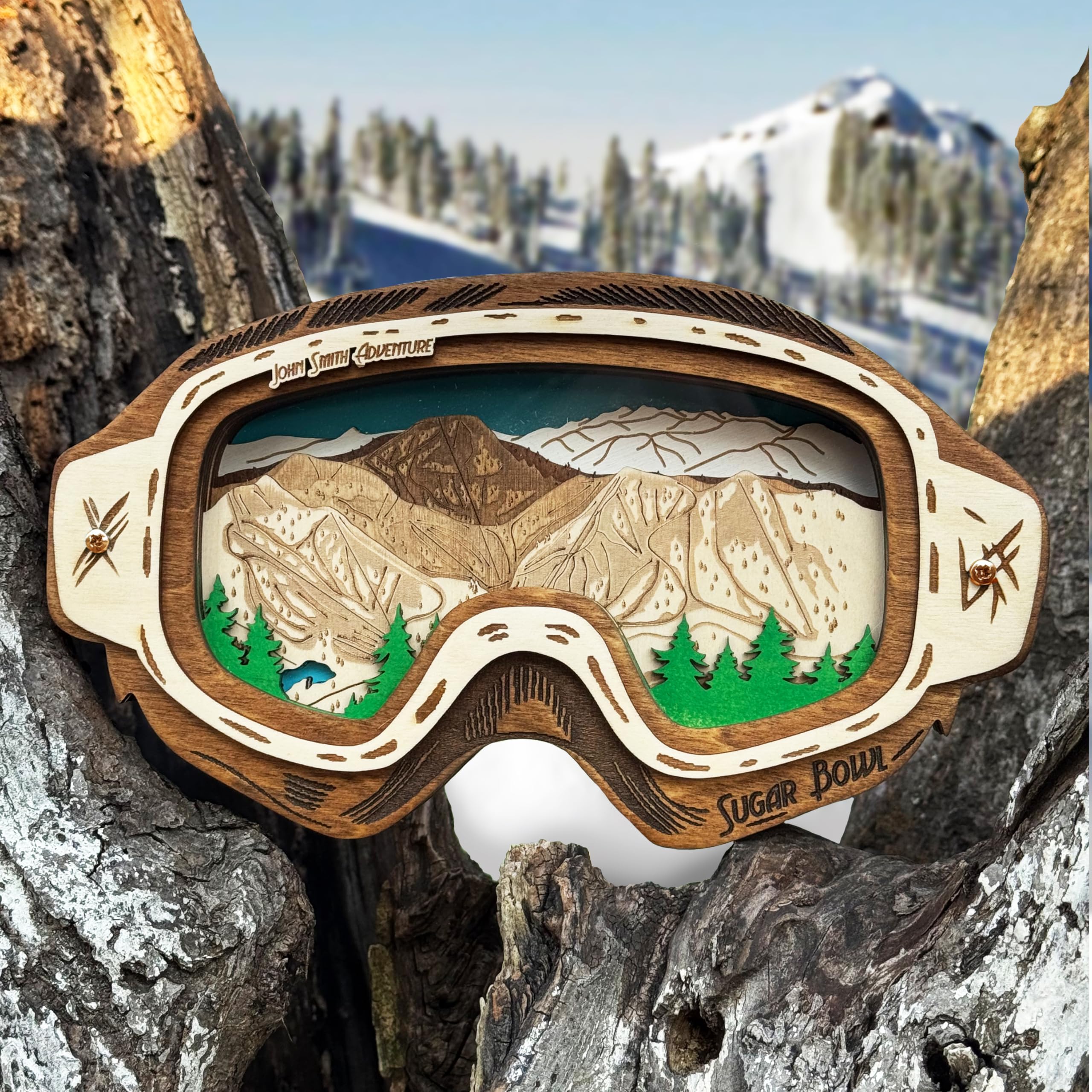 Amazon.com: Wooden Ski Goggle Custom Trail Map Resort Wall Art