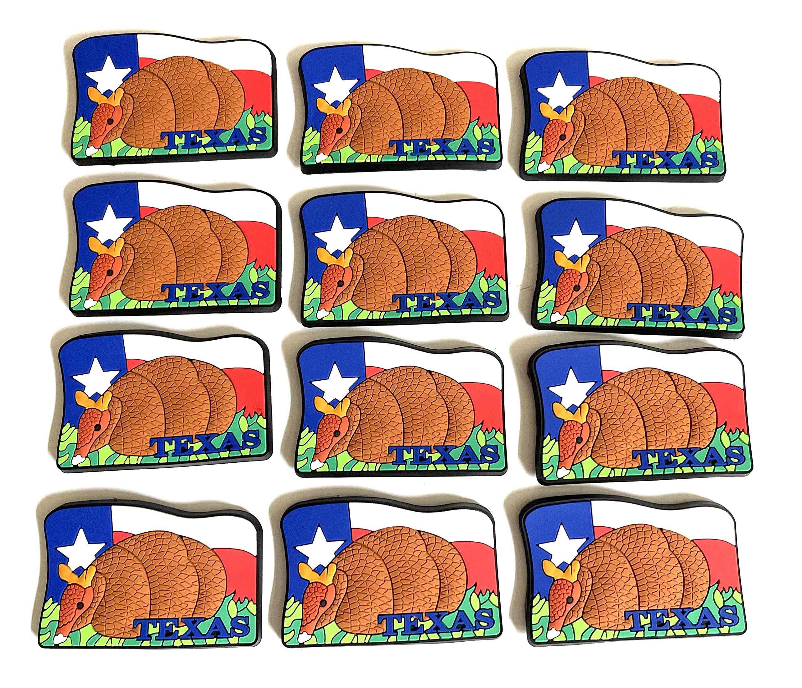 Texas Souvenir Fridge Magnets Set of 12 Pcs Bundle Pack - Texas Armadillo - Texas Flag - Texas Map with Alamo Design (Texas Armadillo Design)