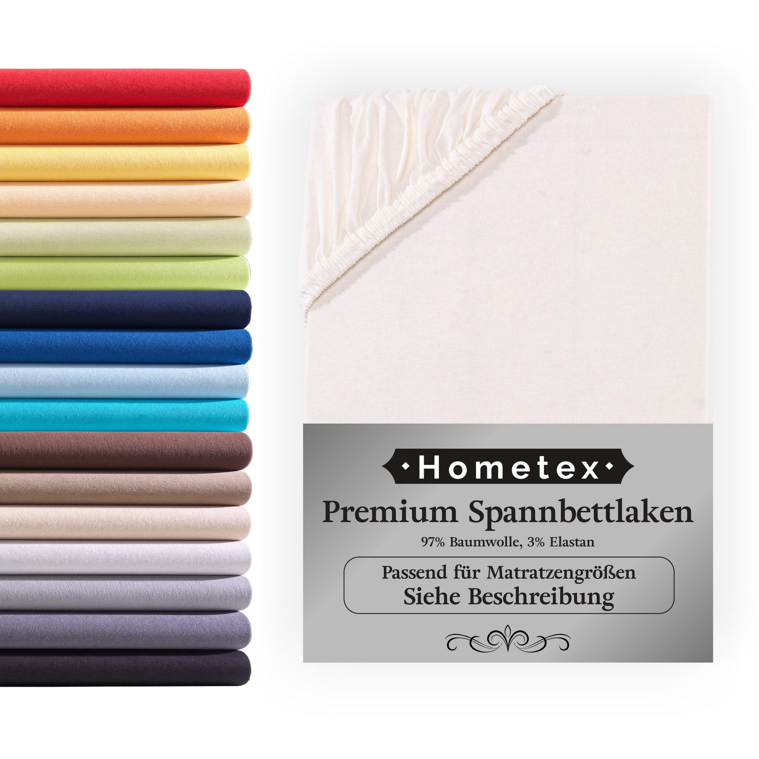 Premium Boxspringbett Spannbettlaken 180-200 x 200-220 cm, Spannbetttuch Bettlaken für Boxspringbett und Wasserbett, Oeko-TEX Made IN Green, Matratzen bis 40cm, Natur