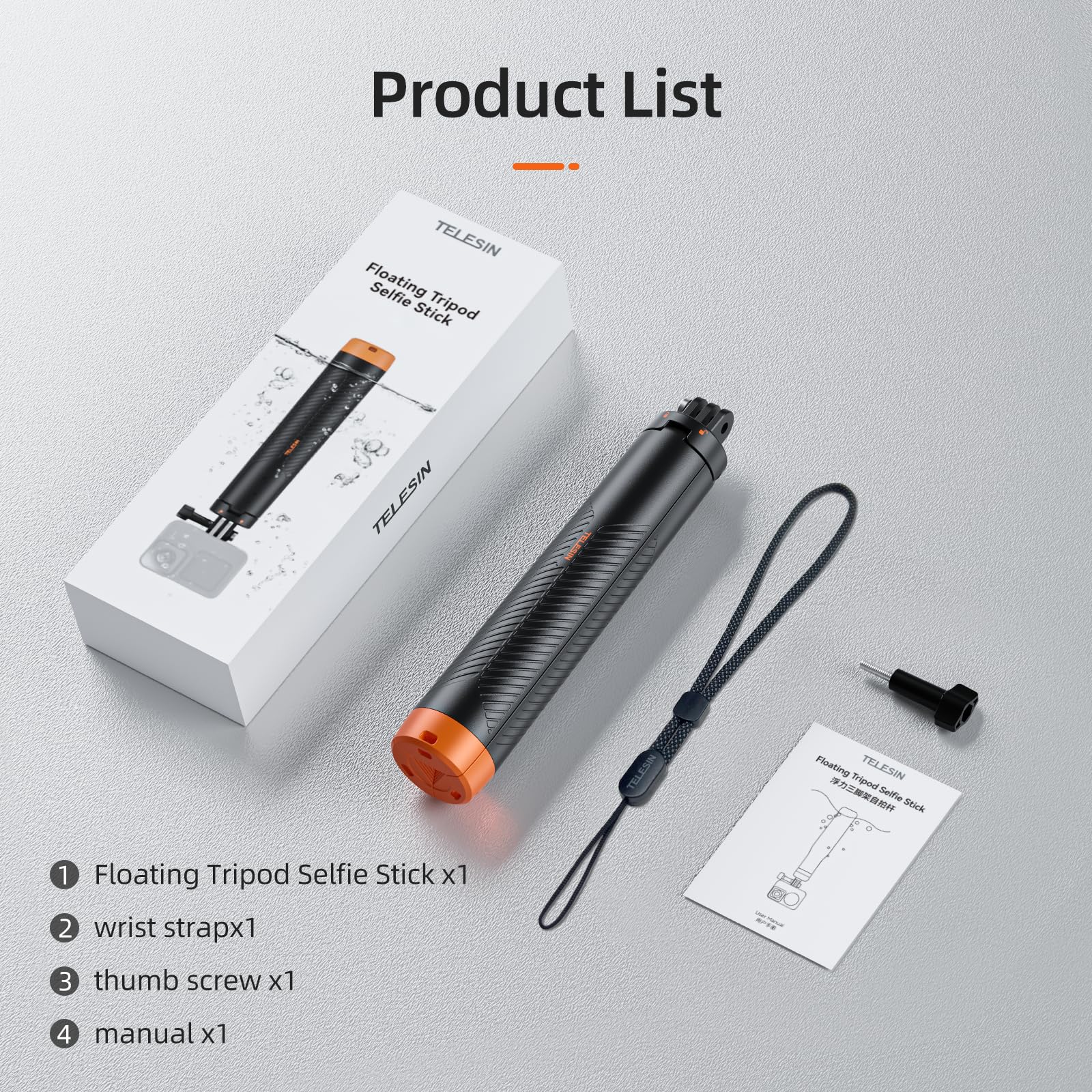 TELESIN 4 in 1 Selfie Stick Floating Hand Grip Tripod Waterproof Extendable Selfie Monopod for Go-Pro Hero 13, 12, 11, DJI Action 5 Pro 4 3、Insta-360 Ace Pro 2 and Most Action Camera — Amazon image 8