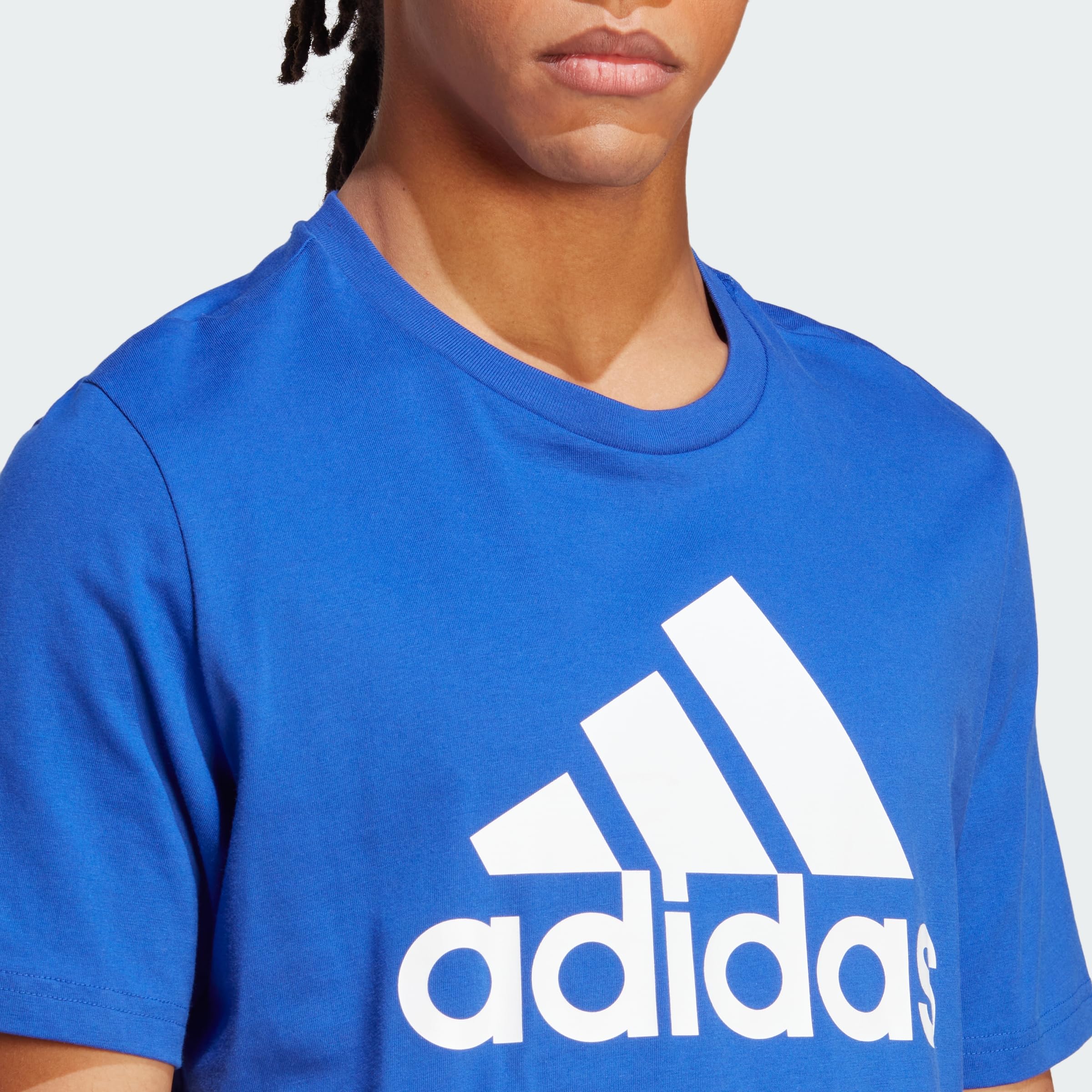 adidas Essentials Single Jersey Big Logo T-Shirt, Semi Lucid Blue, L Uomo