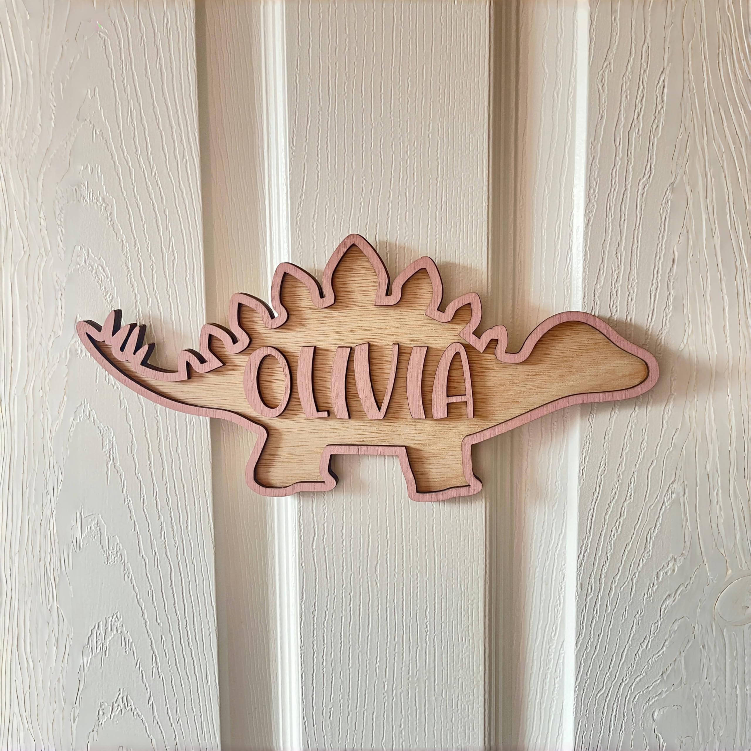 Panneau de porte personnalisé avec nom - Lettres dinosaures pour chambre d'enfant - Décoration personnalisée pour chambre d'enfant - Cadeau pour les amoureux des dinosaures