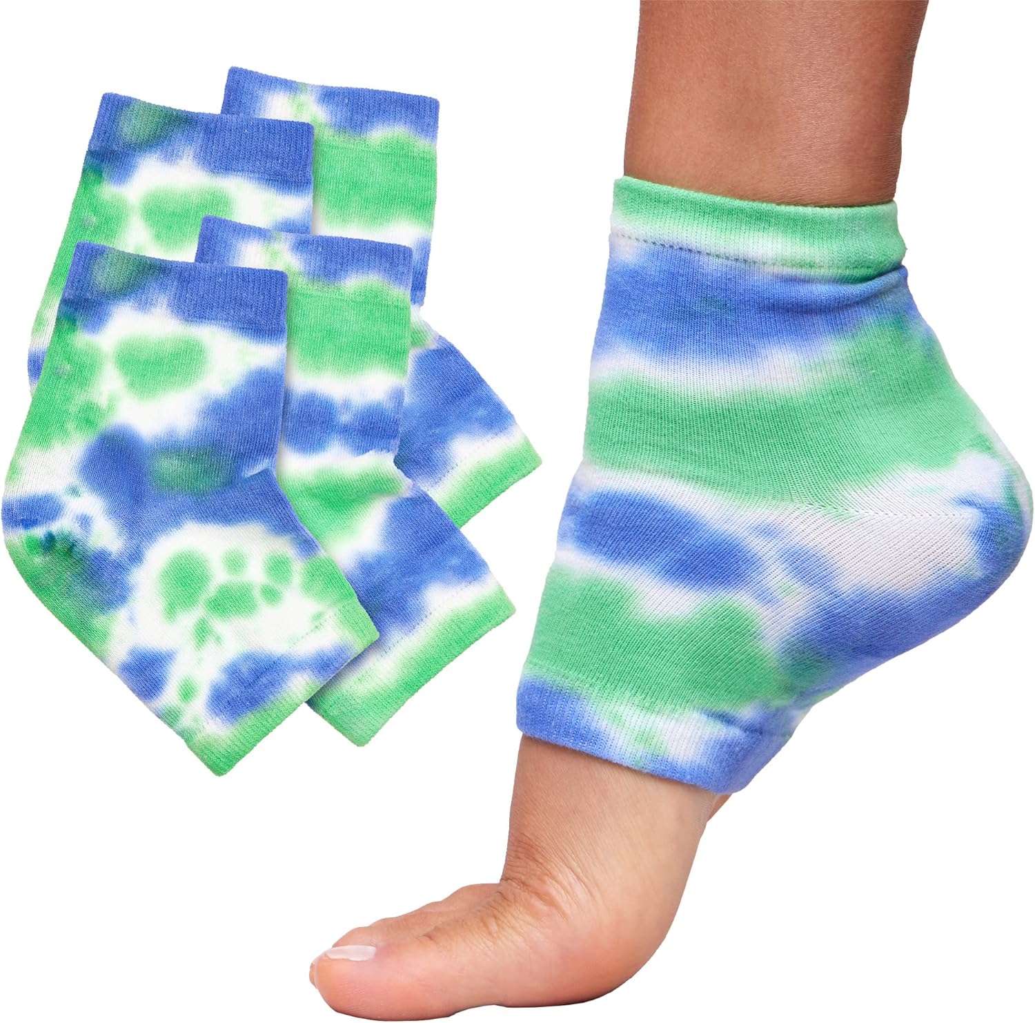 ZenToes Moisturizing Heel Socks 2 Pairs Gel Lined Toeless Spa Socks to Heal and Treat Dry, Cracked Heels While You Sleep (Regular, Blue Tie Dye) ZenToes Moisturizing Heel Socks 2 Pairs Gel Lined Toeless Spa Socks to Heal and Treat Dry, Cracked Heels While You Sleep (Regular, Blue Tie Dye)