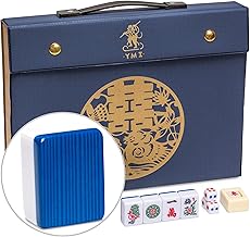 Yellow Mountain Imports "Royal Azure Chinese Mahjong Set with 146 Medium Tiles And Blue Vinyl Case — for Chinese Style Gameplay Only [「皇天藍」中國麻將]