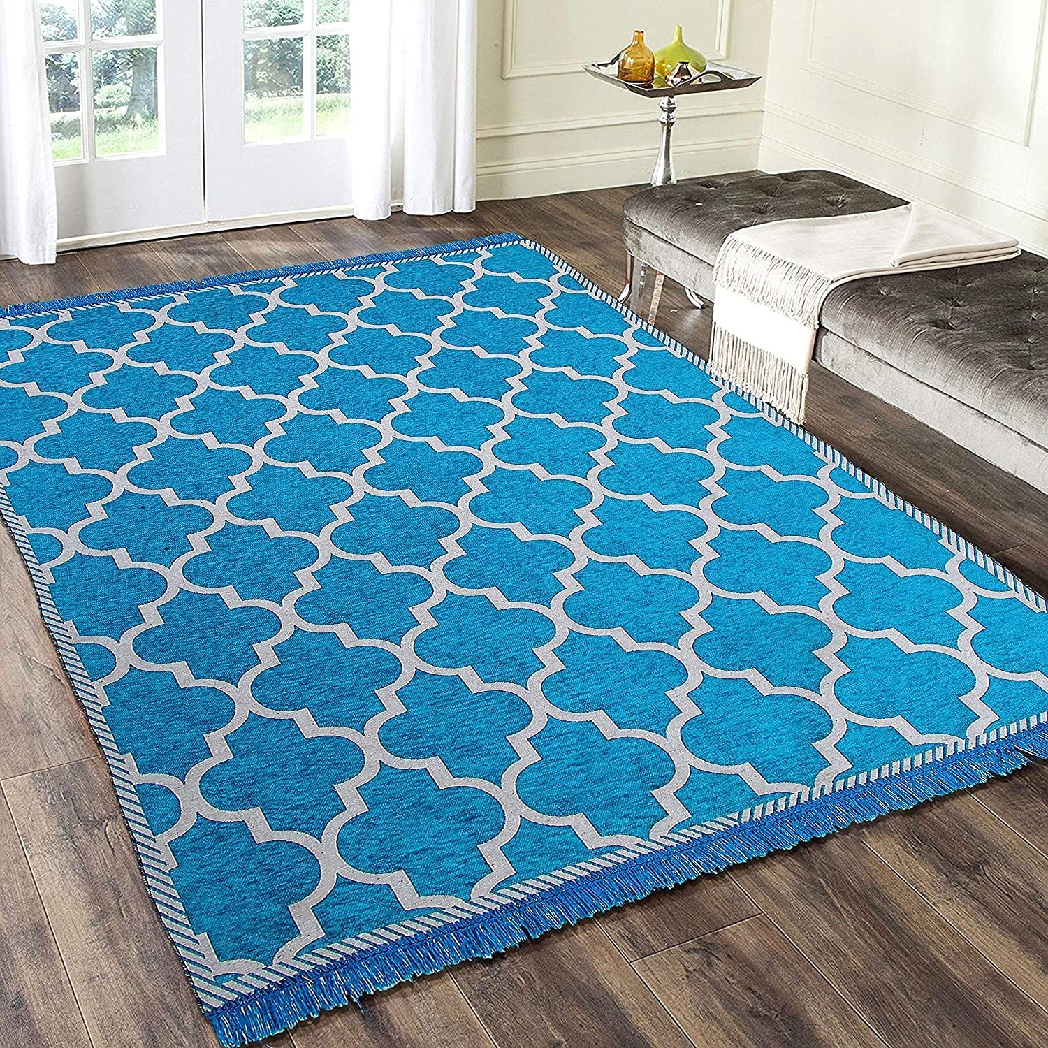 Sparrow World Premium Exclusive Chennille Living Room Carpet,Area Rug,Durries,BedCover || (4x6 Feet, Firoji)-image-45