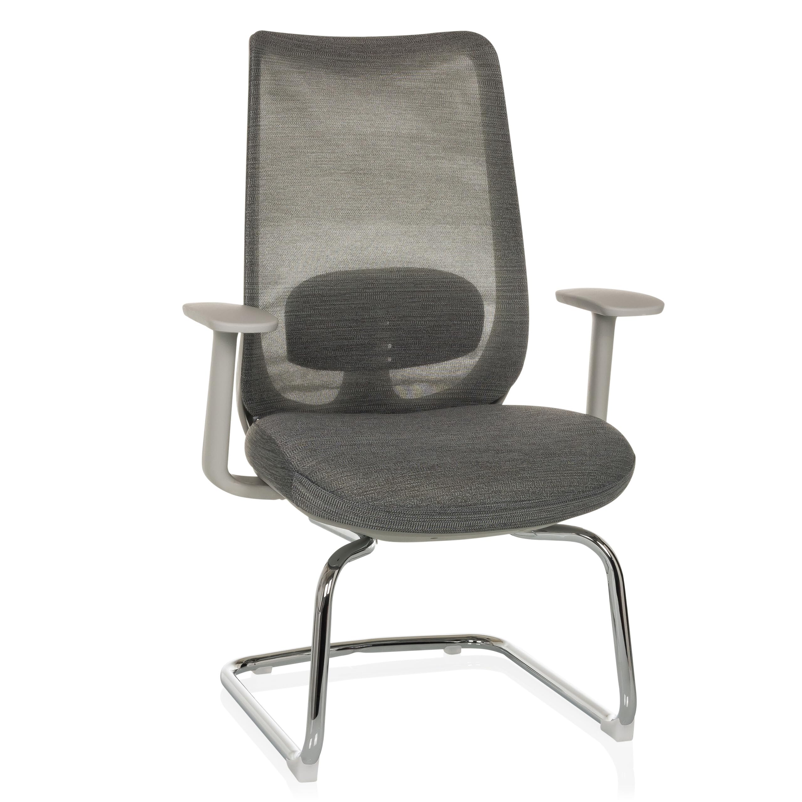 Chaise Cantilever Ergonomique MILESTON V avec Support Lombaire et Dossier Résille Gris