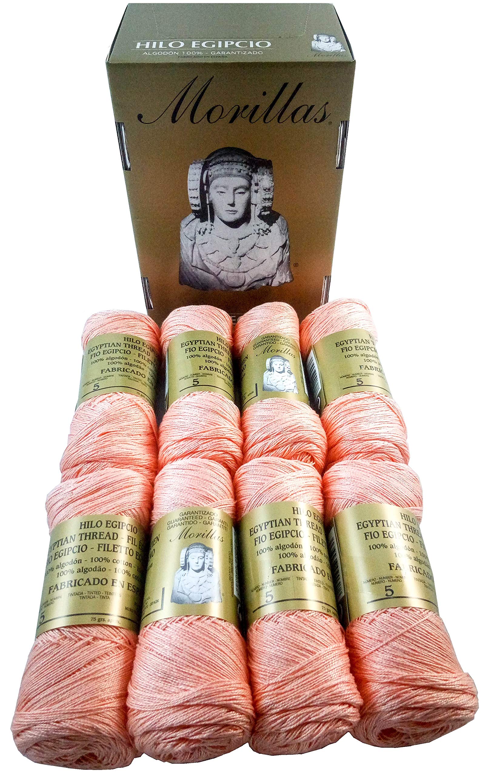 Pack de Zepelines de Algodón perlé 100% egipcio mercerizado para DIY y tejer a mano labores de ganchillo o punto con un acabado elegante. (10 unidades Perlé N5, Blanco