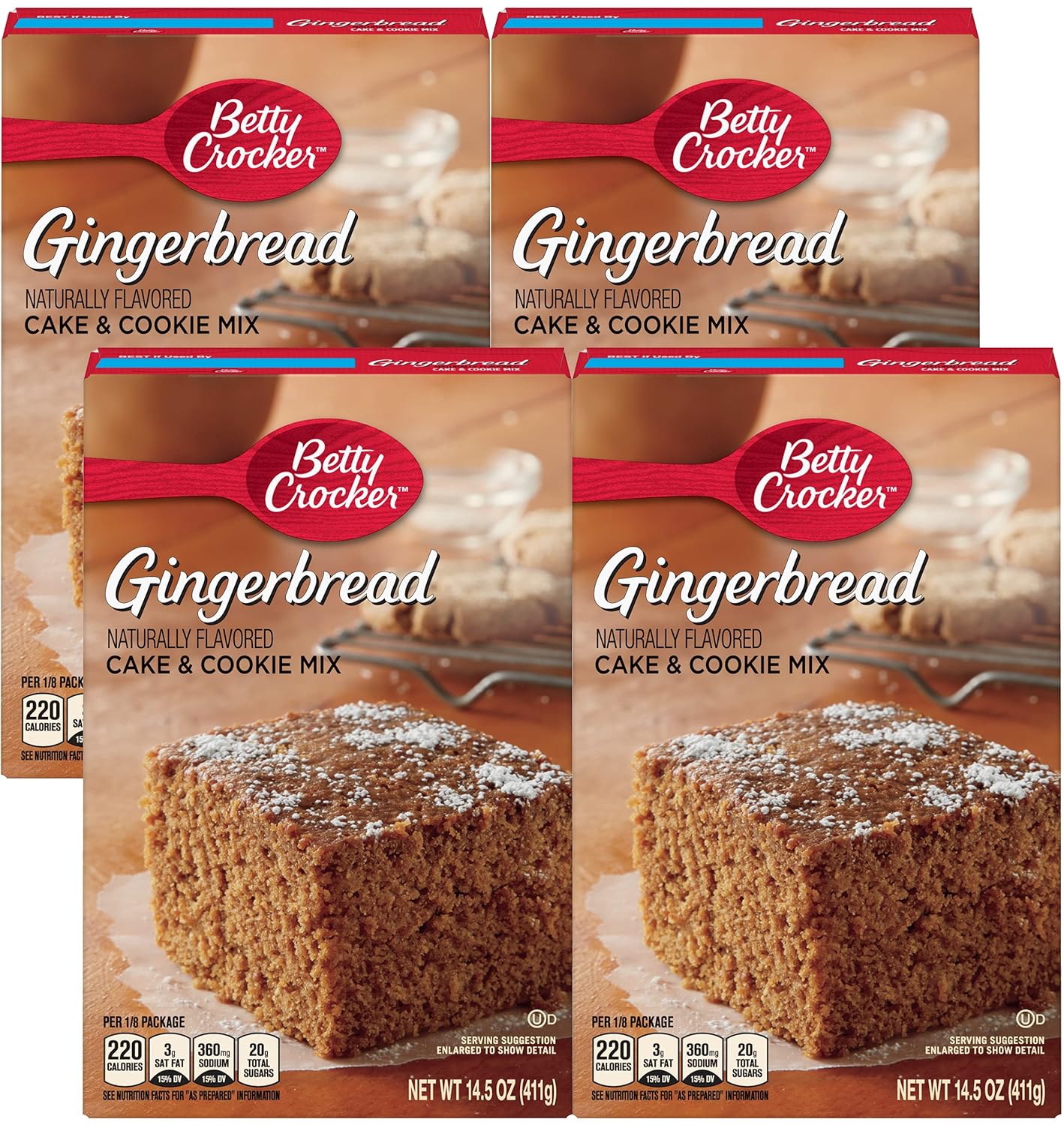 Betty Crocker, Gingerbread Cake & Cookie Mix, 14.5-Ounce Box (Pack of 4) - SET OF 4