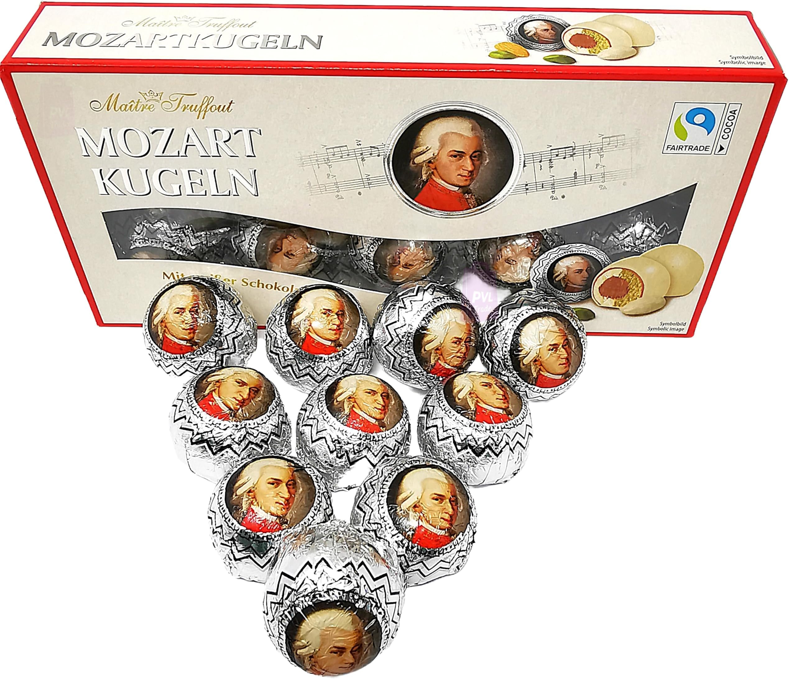 Maรฎtre Truffout Mozart balls with White Chocolate in 200g gift box